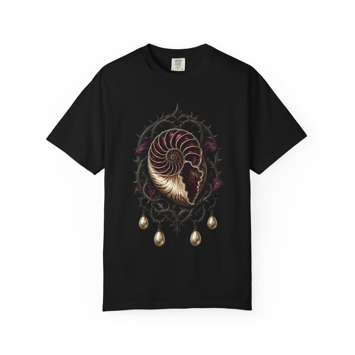 Thorned Nautilus Reliquary Gothic Woodcut Graphic Tee