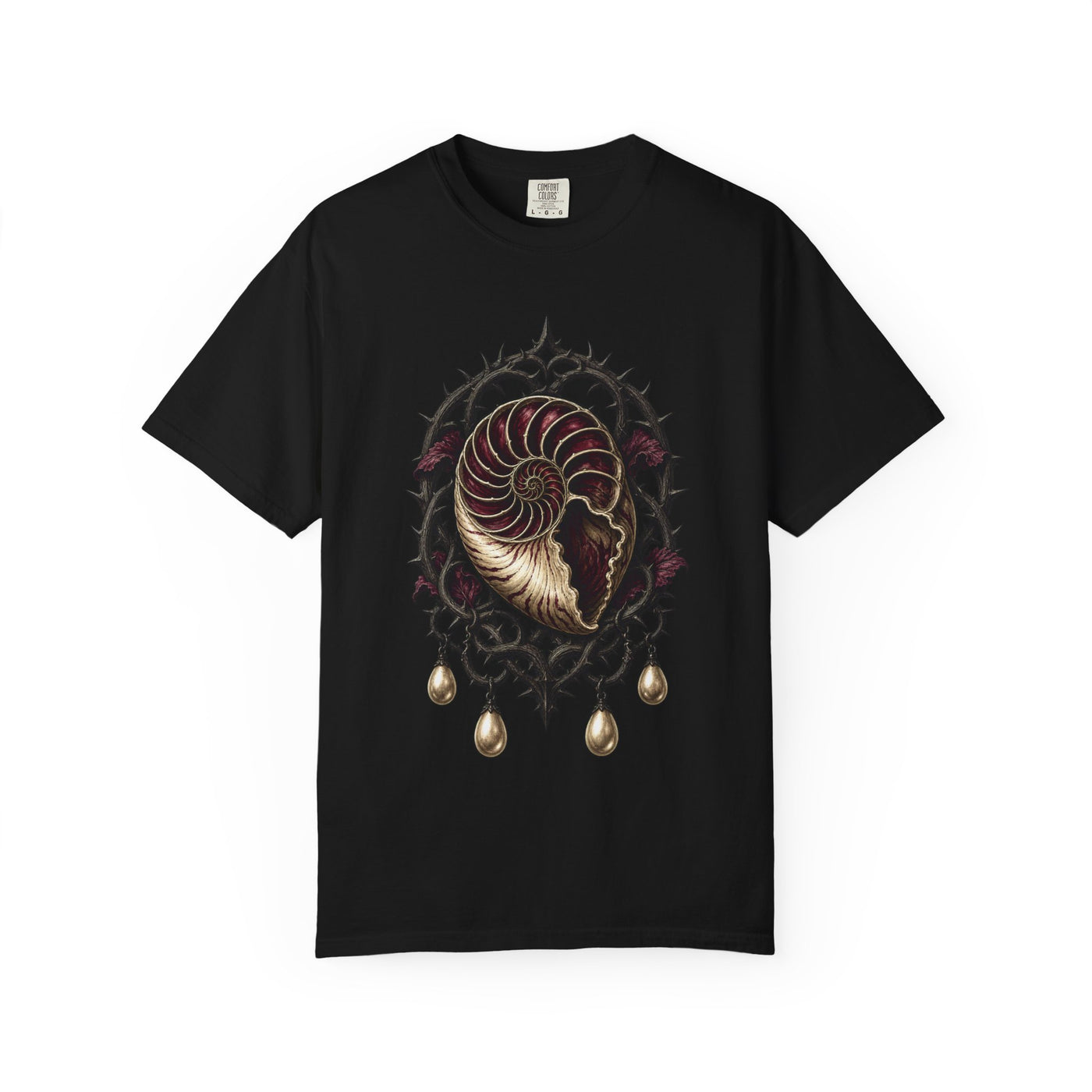 Thorned Nautilus Reliquary Gothic Woodcut Graphic Tee