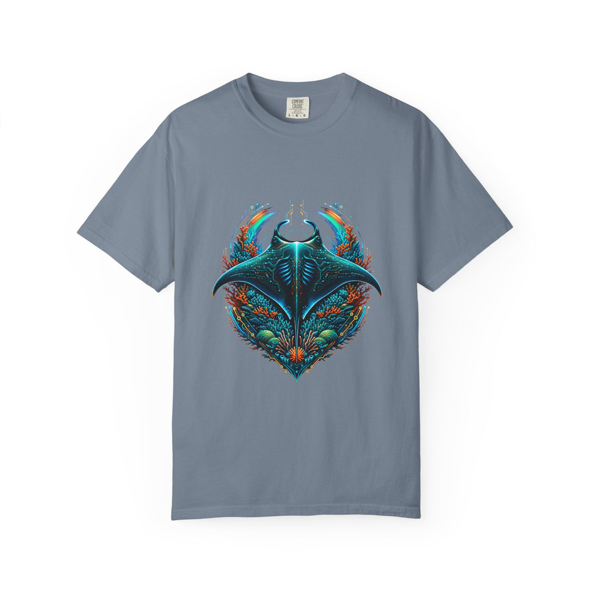 Neon Reef Manta Cyber Crest T-Shirt Graphic
