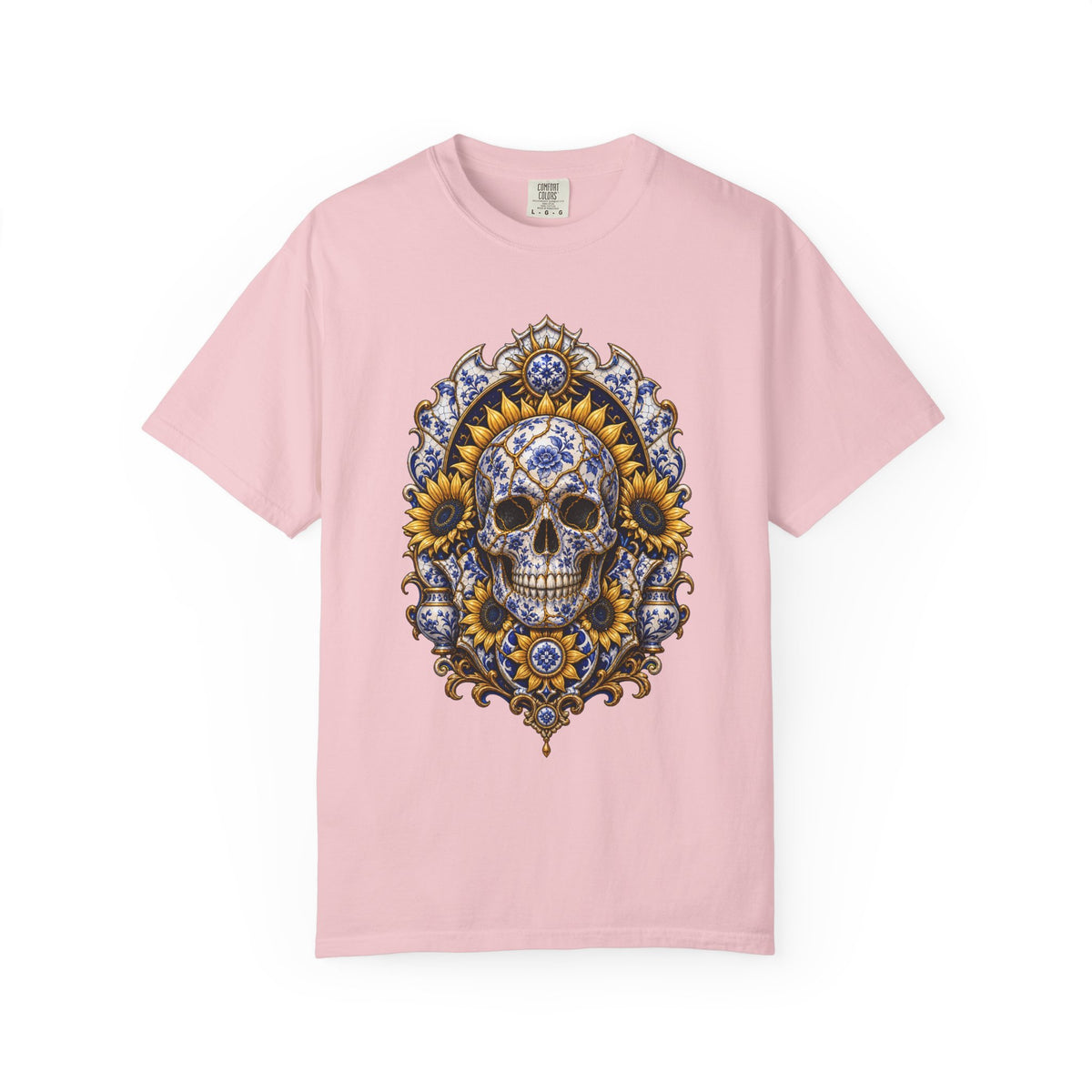Kintsugi Sunflower Skull Relic T-Shirt Graphic