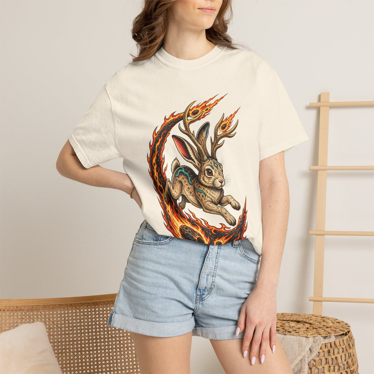 Meteor Jackalope Tattoo Graphic T-Shirt