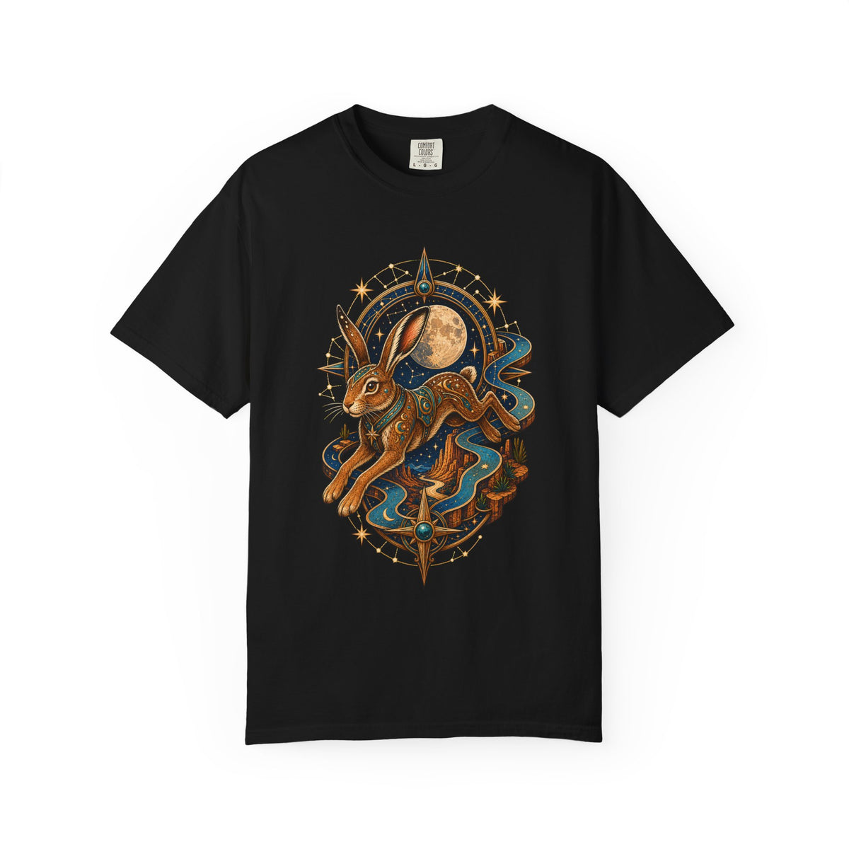 Celestial Desert Hare Compass T-Shirt Graphic