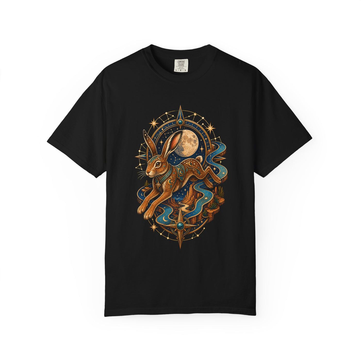 Celestial Desert Hare Compass T-Shirt Graphic