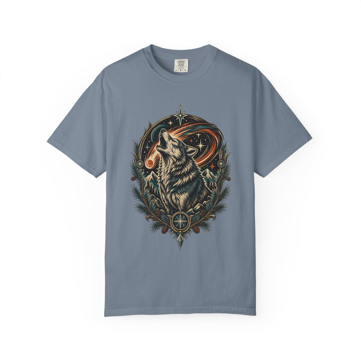 Woodcut Comet Wolf Graphic Tee