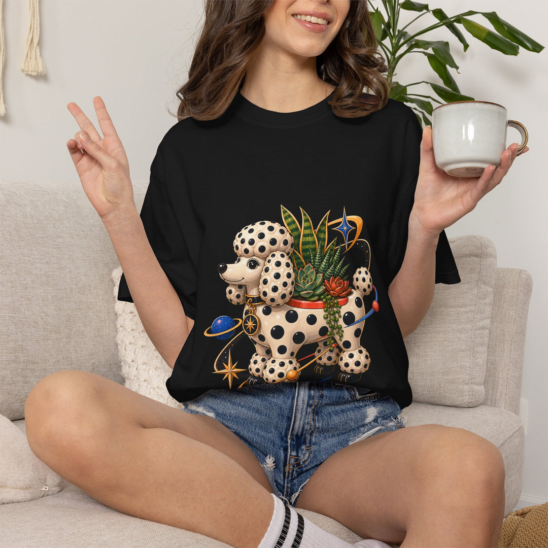 Polka Dot Cosmic Poodle Planter T-Shirt Graphic