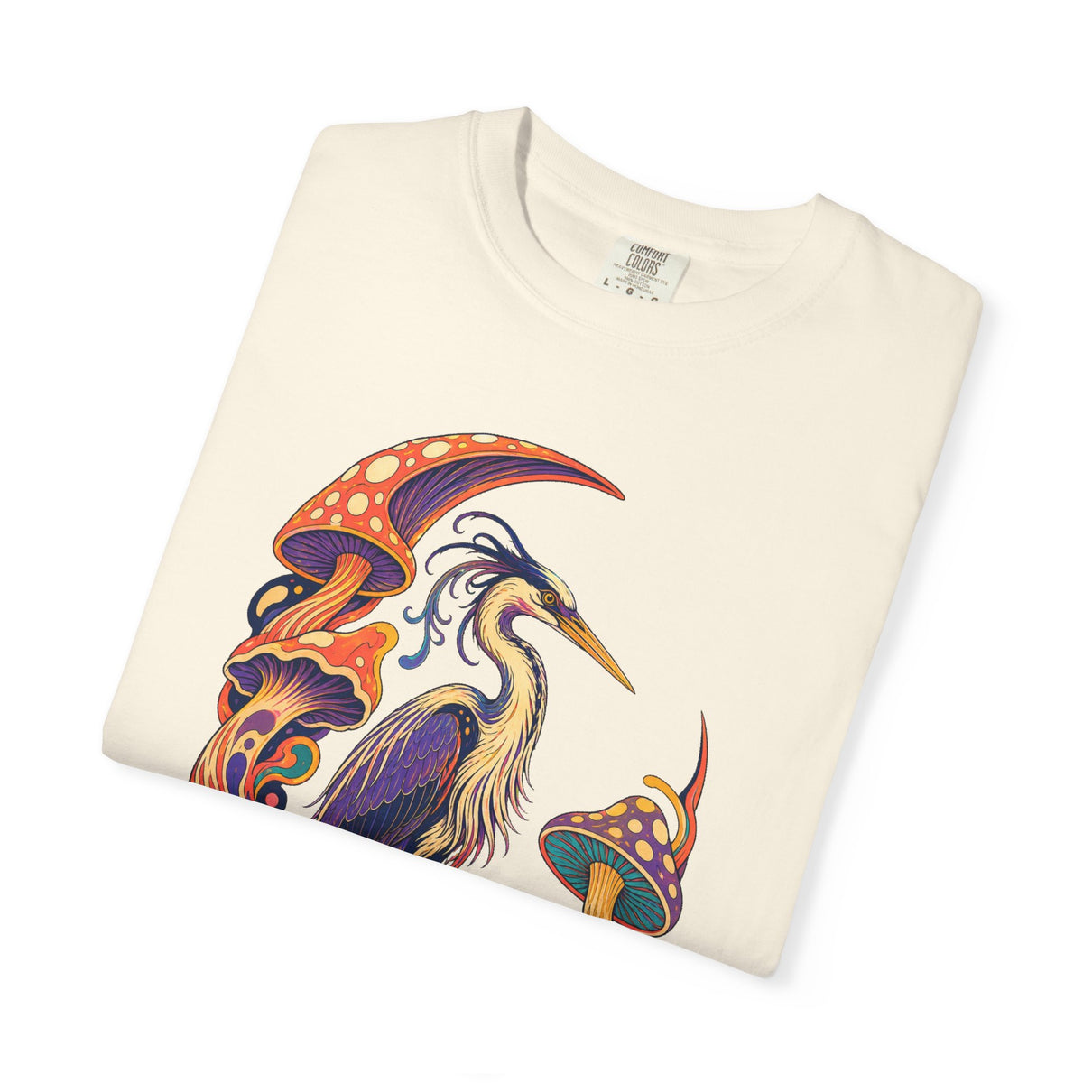 Psychedelic Mushroom Heron Graphic Tee