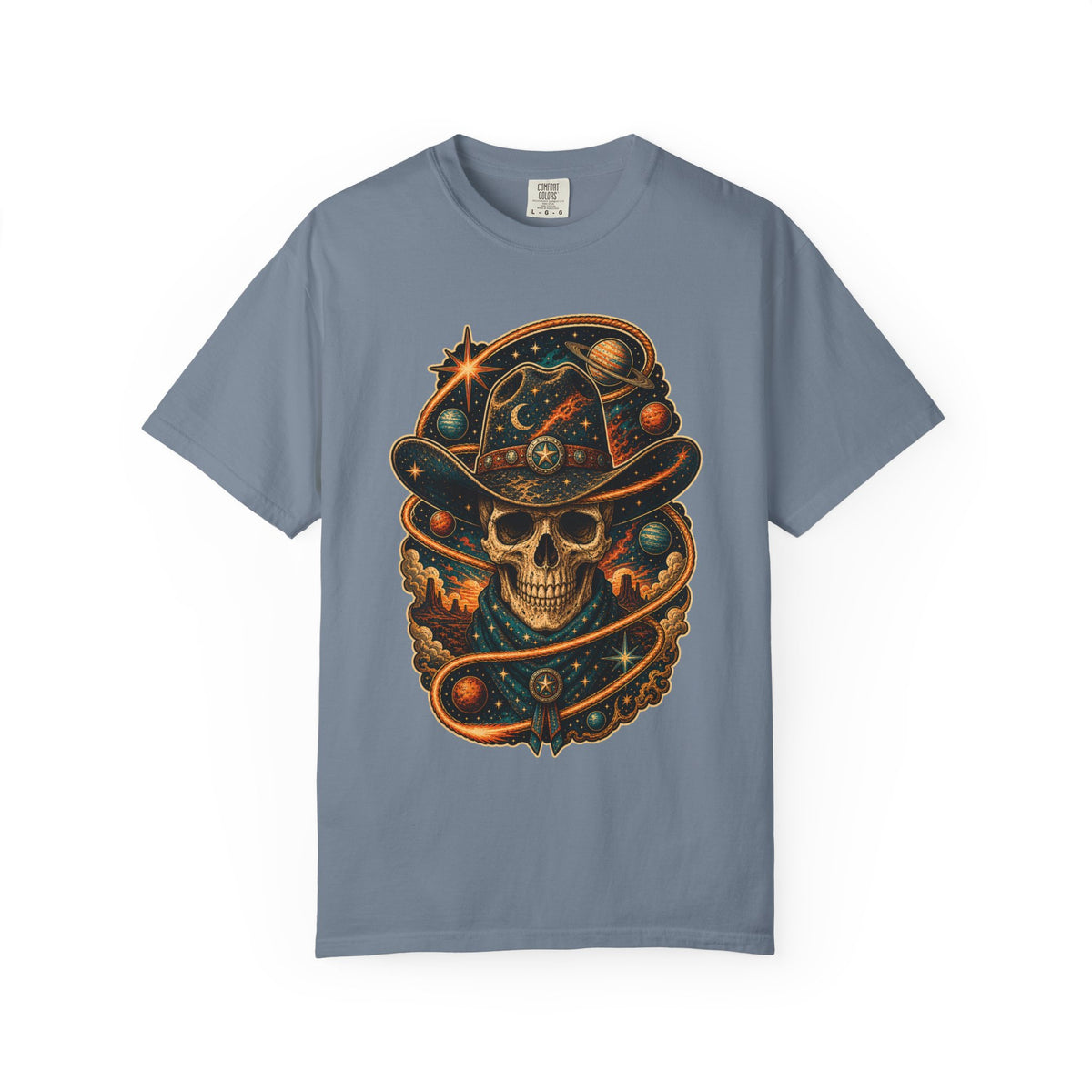 Retro Space Cowboy Skull Graphic Tee