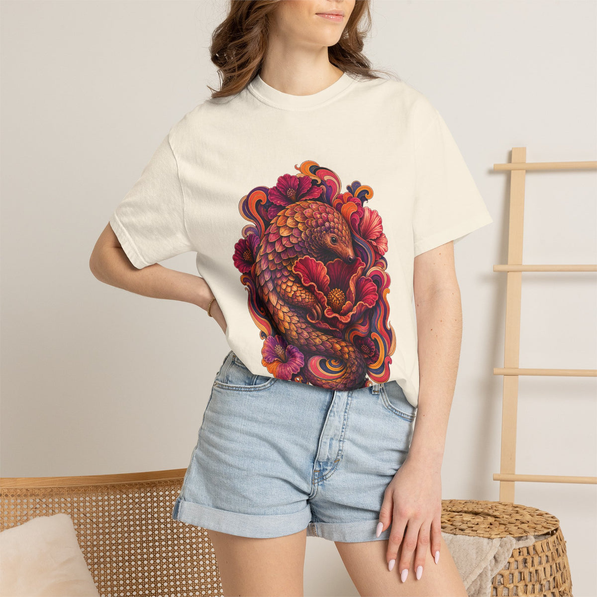 Psychedelic Velvet Pangolin Bloom Graphic Tee