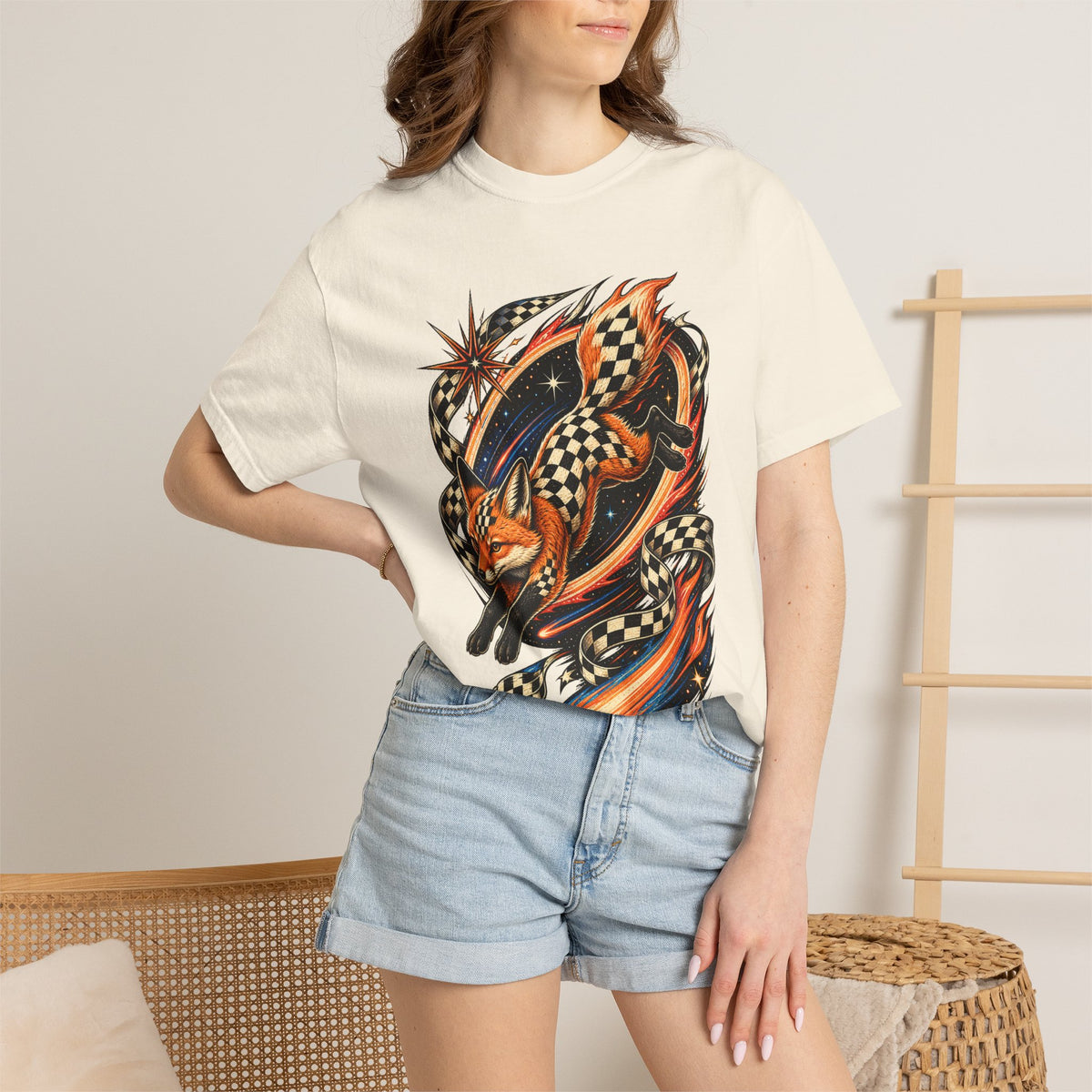 Checkerboard Comet Fox Graphic Tee
