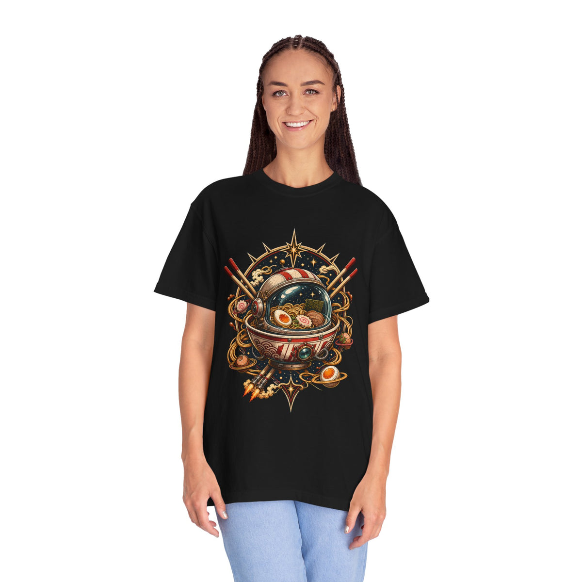 Cosmic Ramen Astronaut Retro T-Shirt Graphic