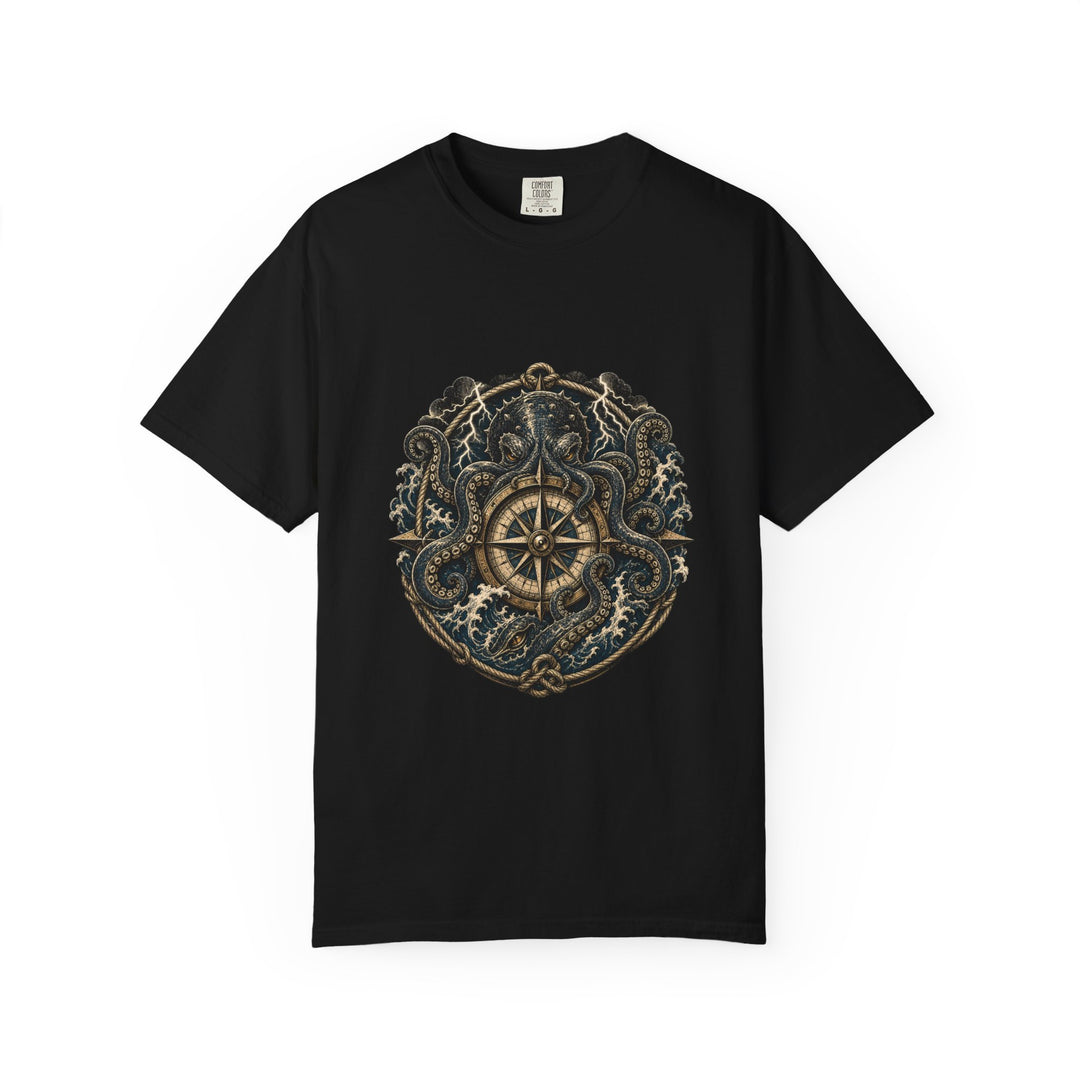 Storm Kraken Compass Woodcut T-Shirt Graphic