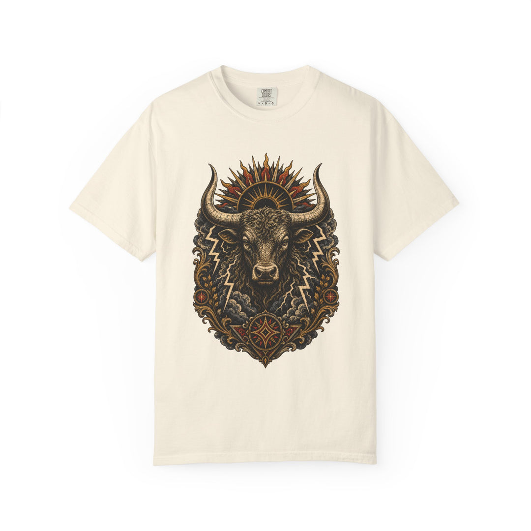 Woodcut Thunder Bull T-Shirt Graphic