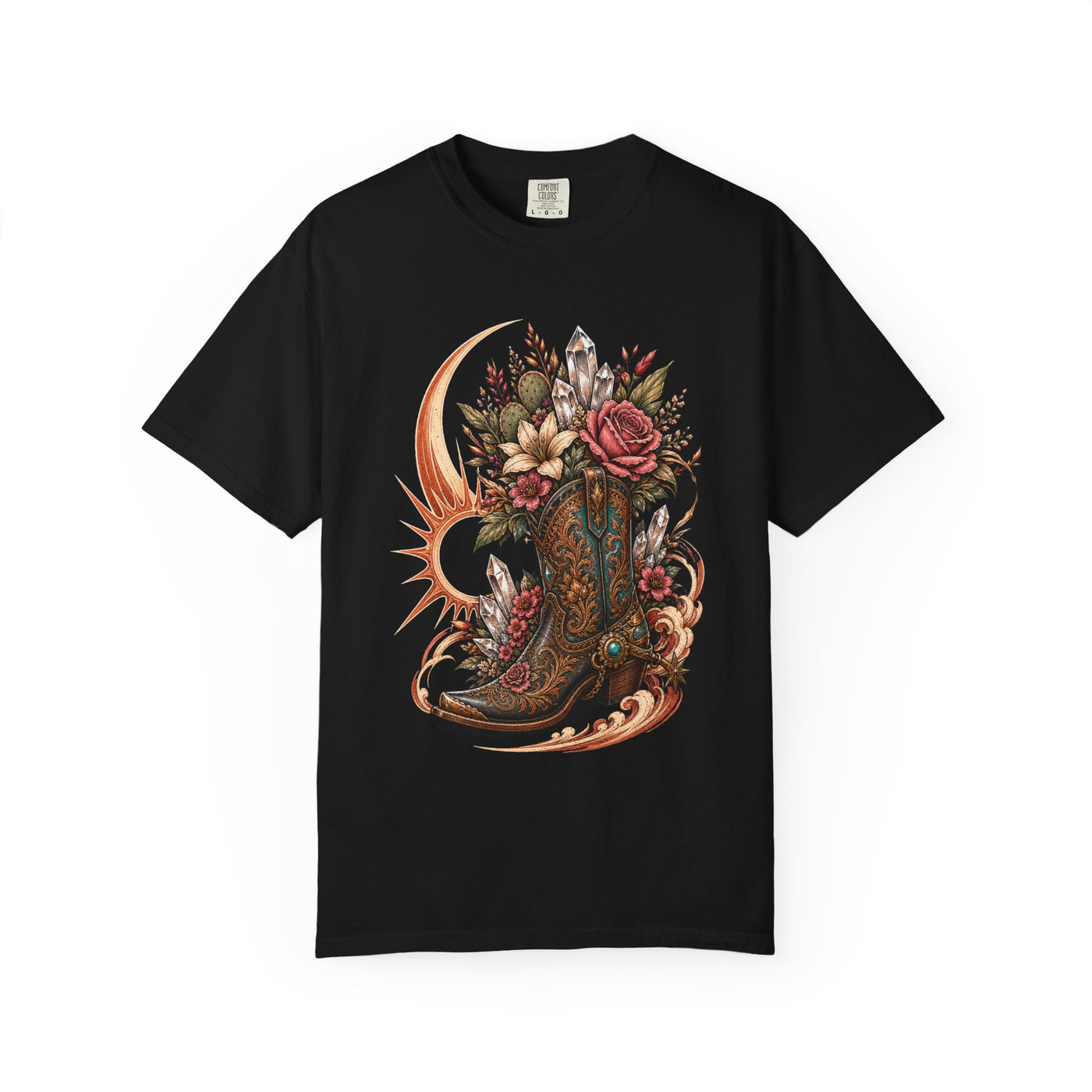 Crystal Cowboy Boot Bouquet T-Shirt Graphic