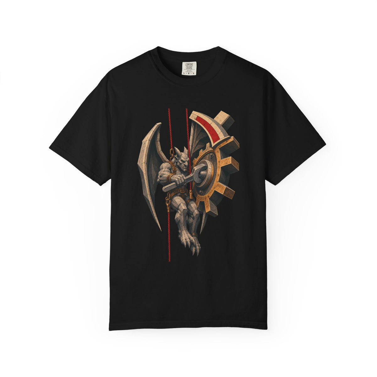Gargoyle Tower Mechanic Brutalist Mythic Industrial Graphic Tee