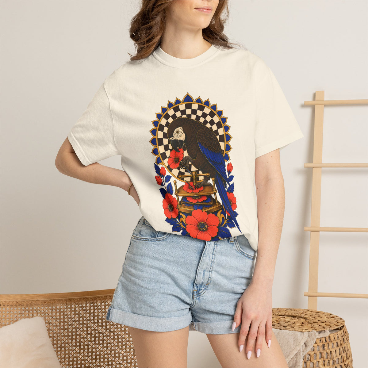 Espresso Parrot Flower Press Graphic Tee