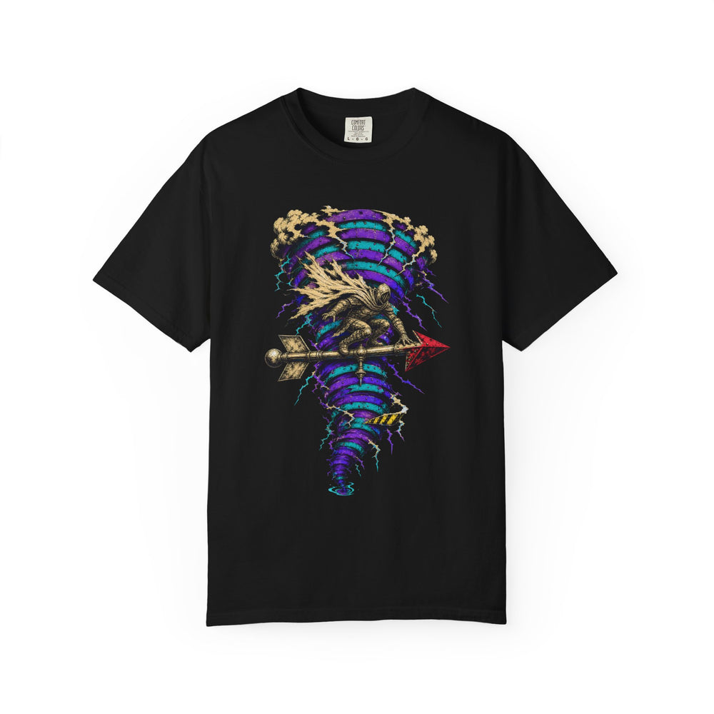 Tornado Outrider VHS Horror Graphic Tee graphic on a Black tee