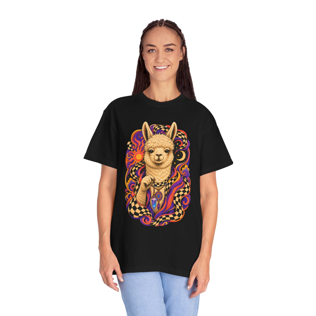 Psychedelic Checker Alpaca Graphic Tee