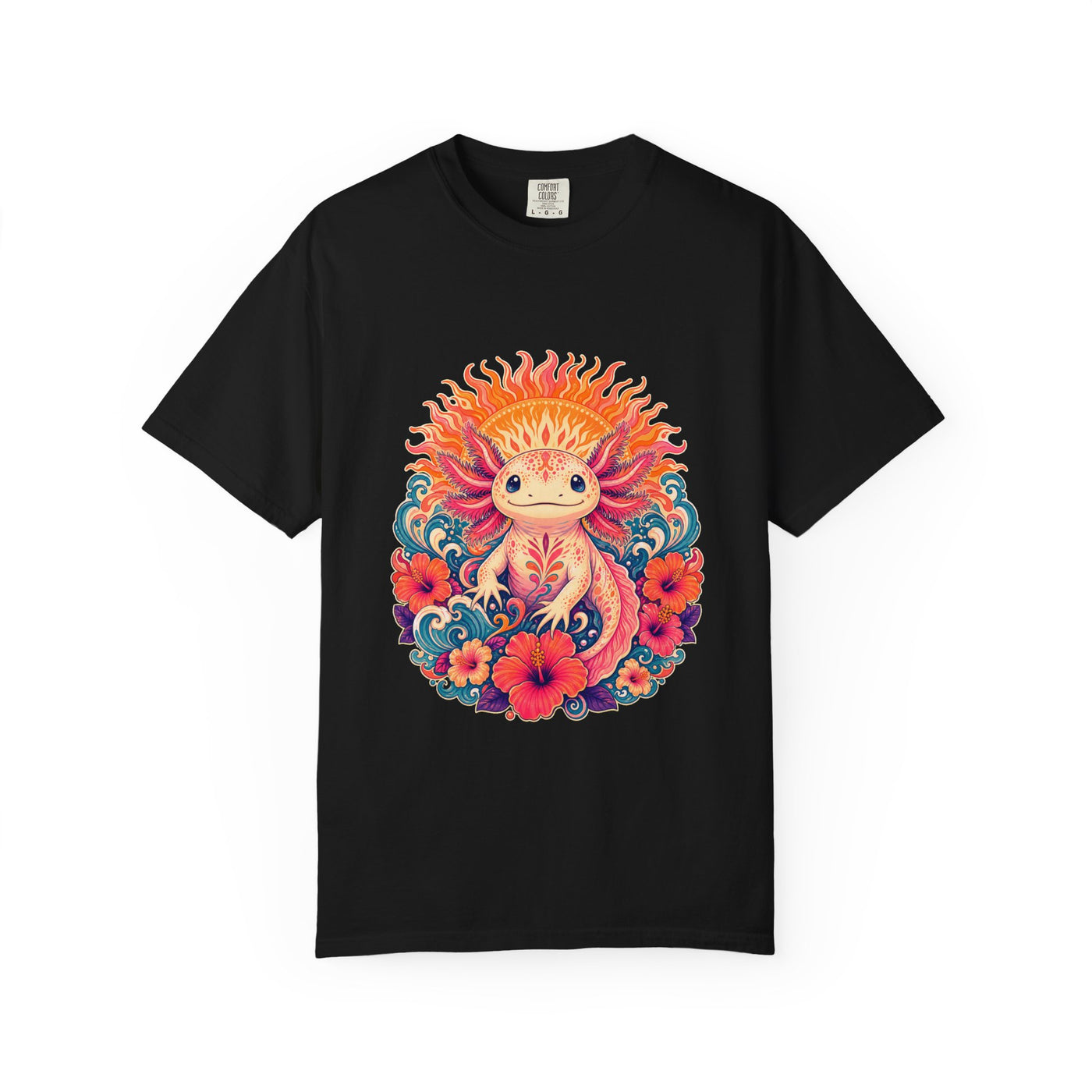 Psychedelic Hibiscus Axolotl Graphic Tee