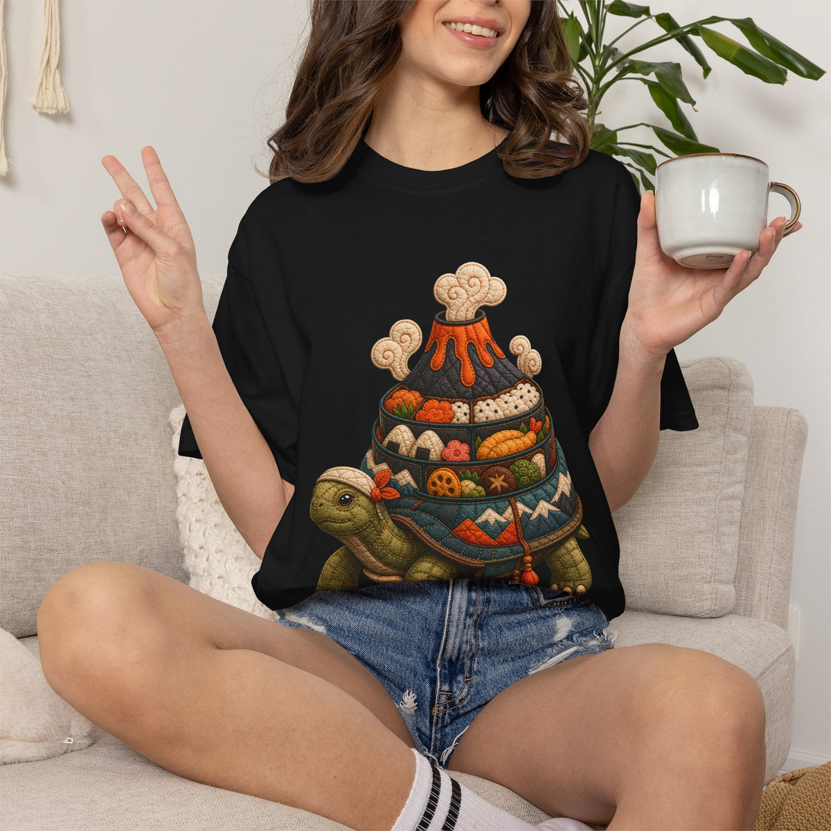 Quilted Volcano Tortoise T-Shirt Graphic