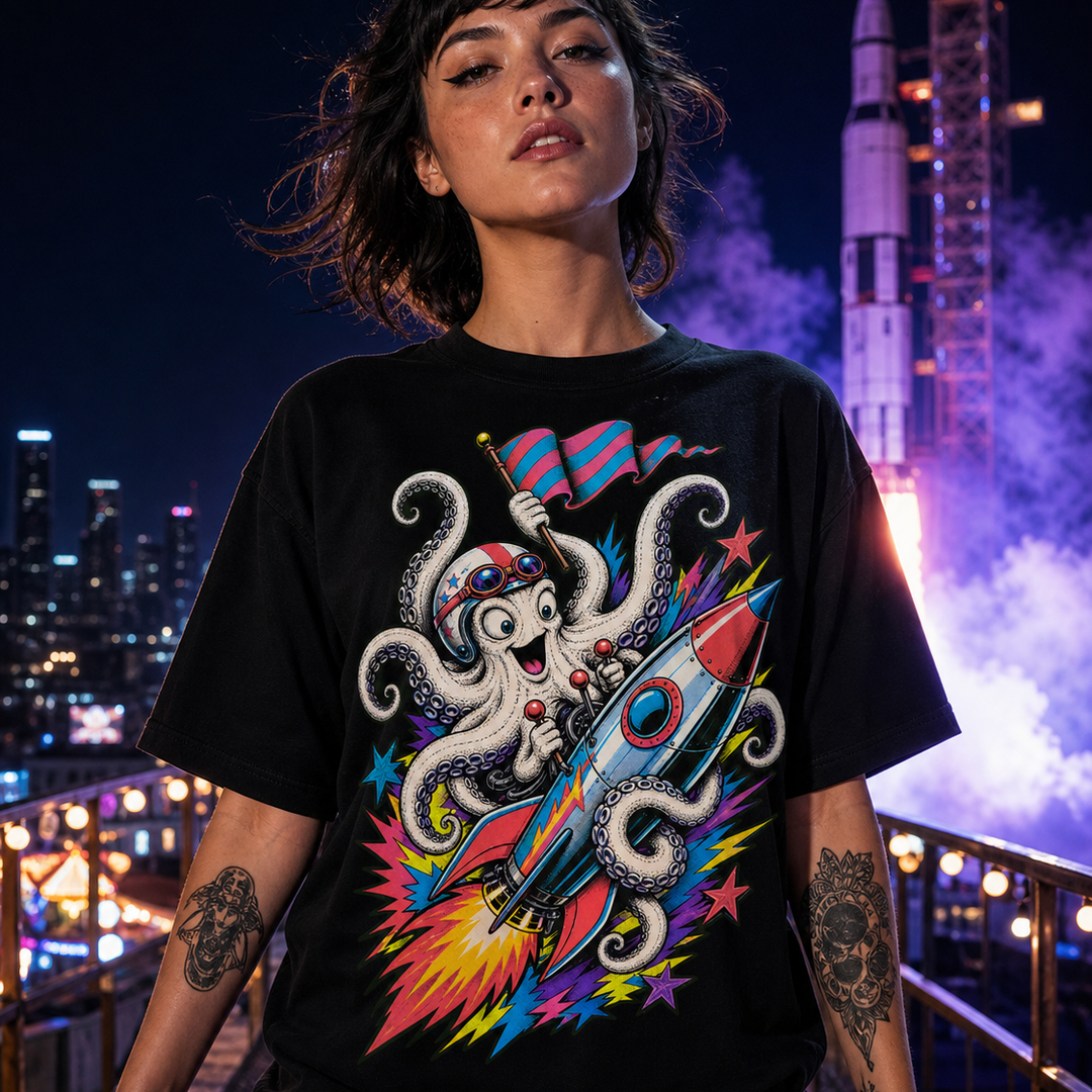 Rocket Octopus Daredevil Cosmic Sideshow Graphic Tee
