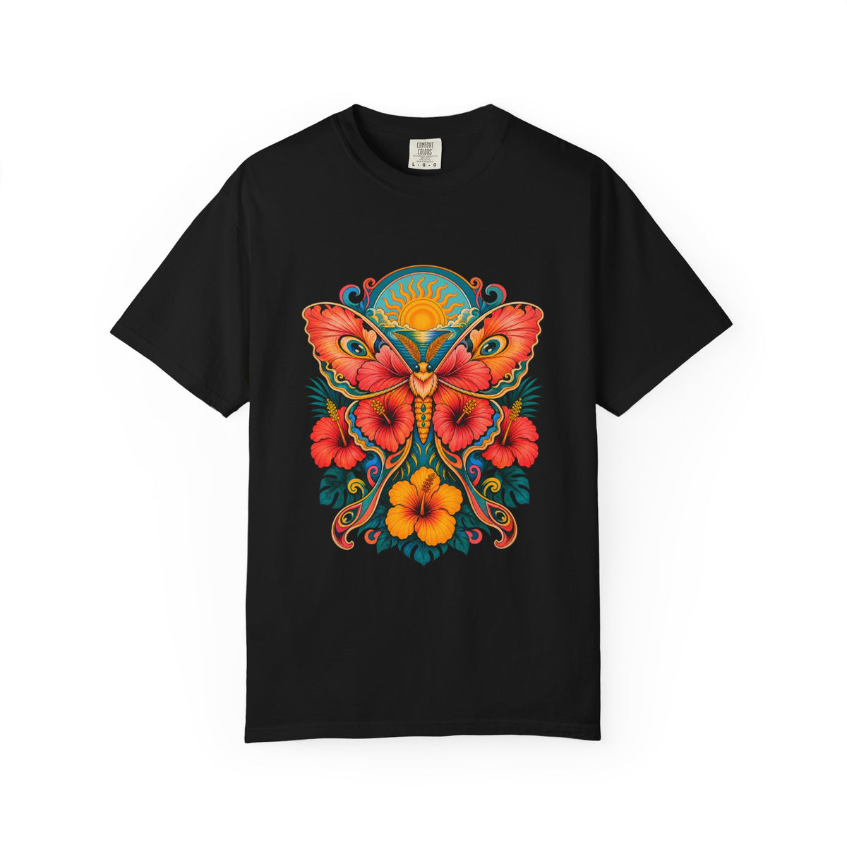 Psychedelic Hibiscus Moth Graphic Tee