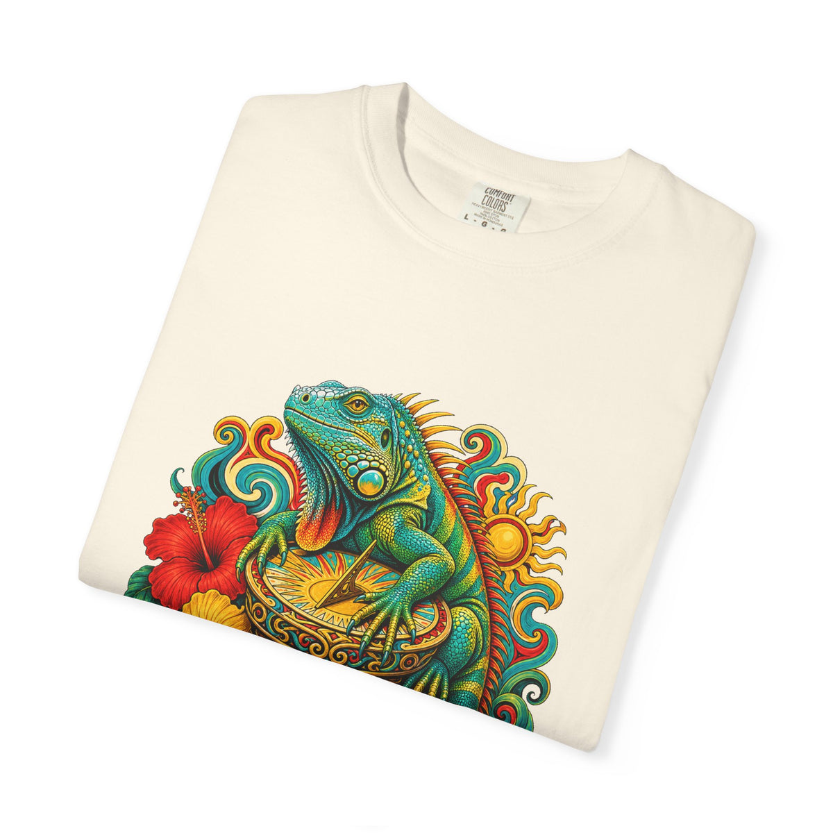 Psychedelic Hibiscus Iguana Graphic Tee