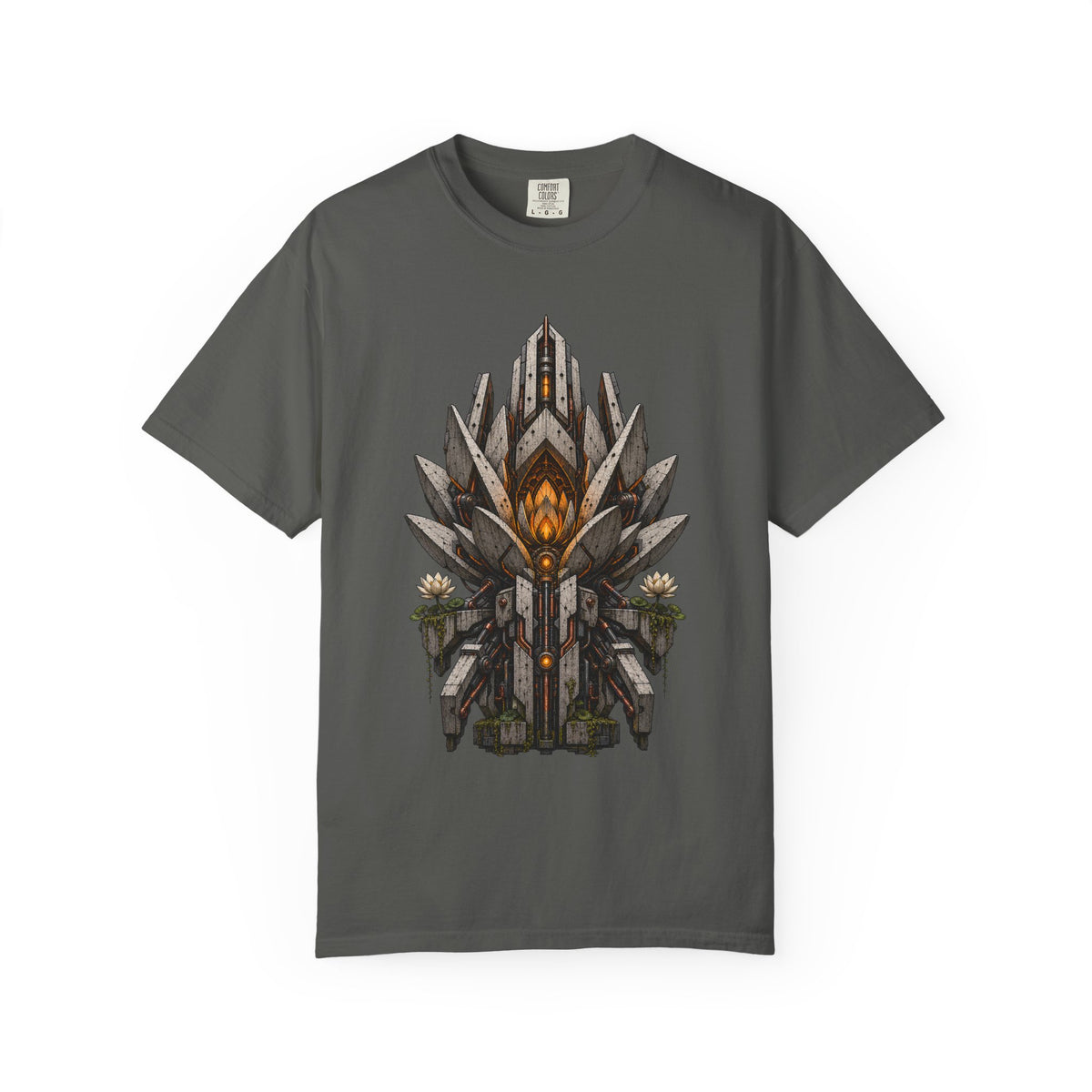 Brutalist Concrete Lotus Mech T-Shirt Graphic