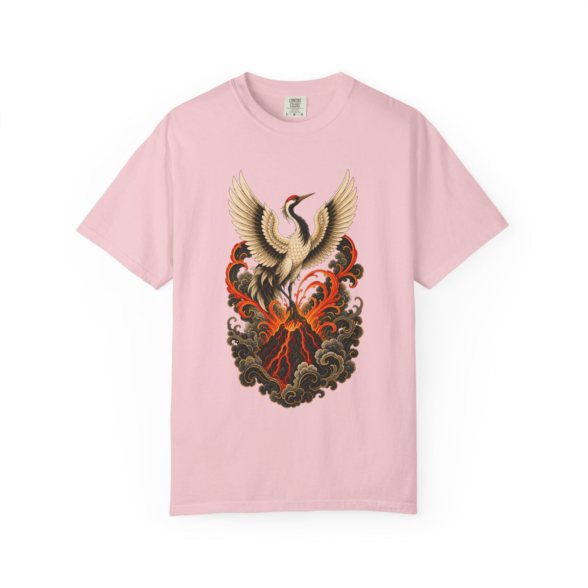 Tattoo Flash Volcano Crane Graphic Tee