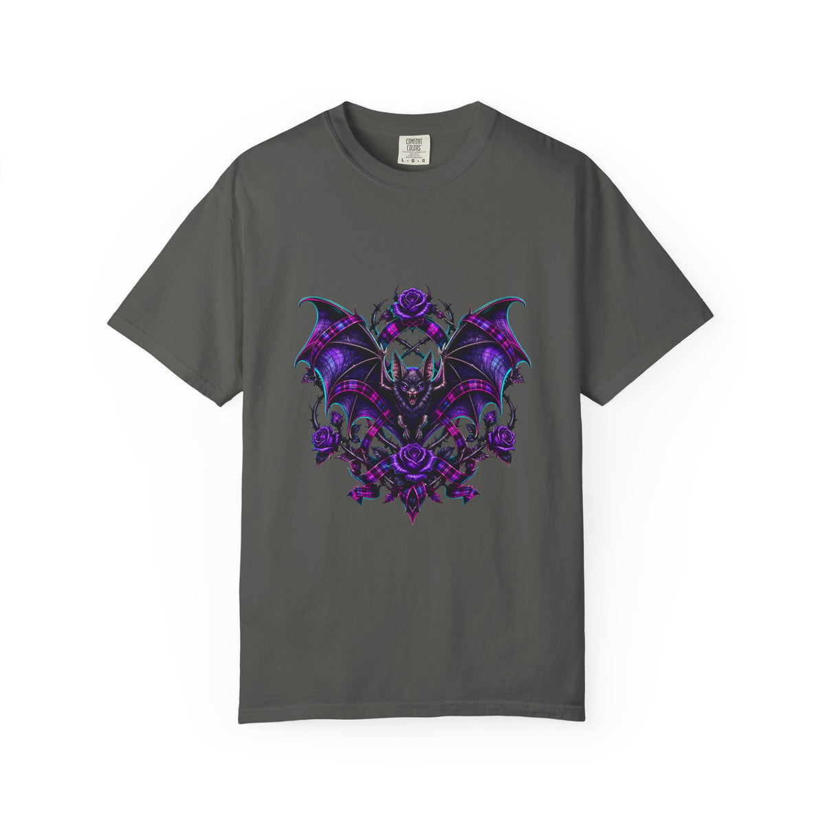 Neon Plaid Bat Bloom Graphic Tee