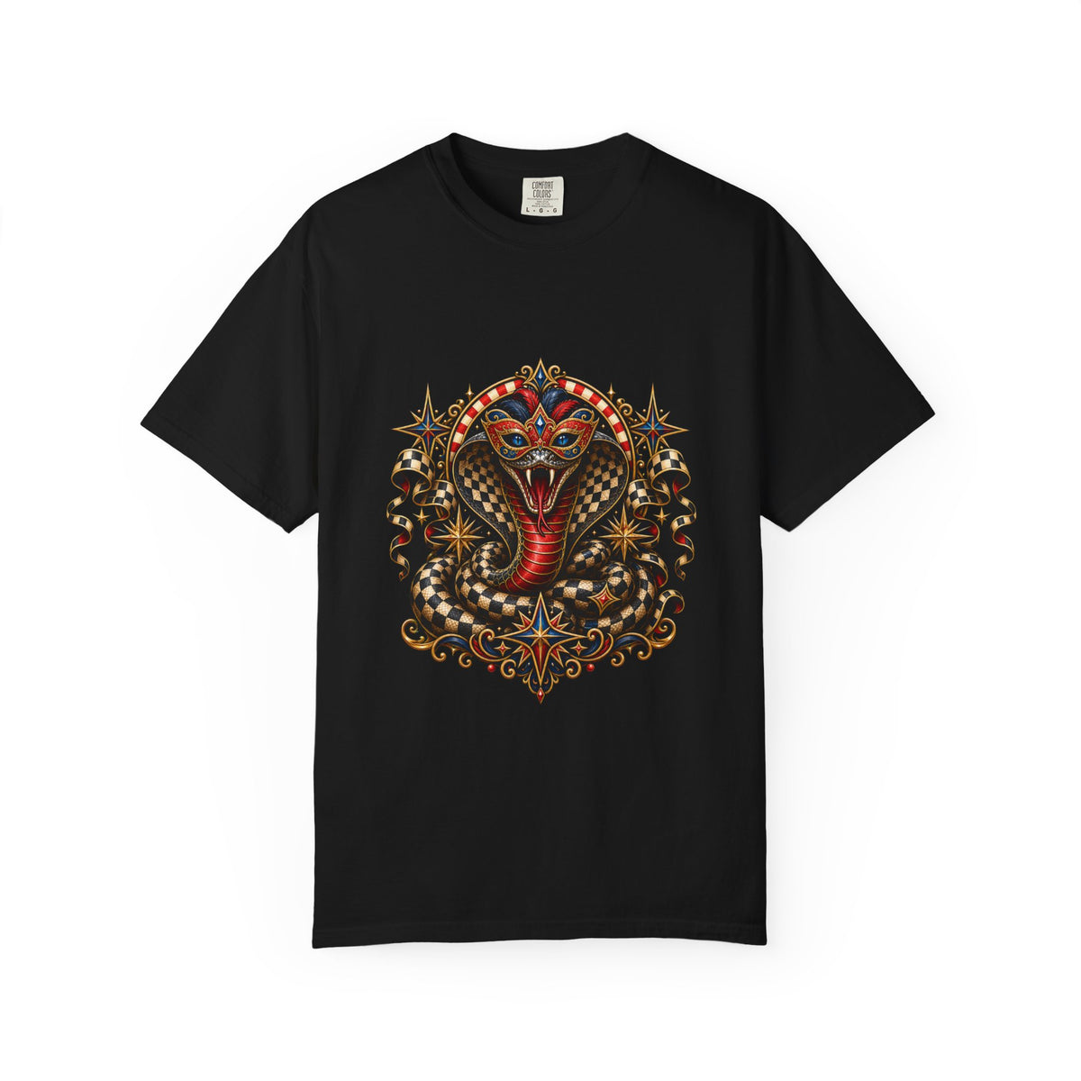Checkered Carnival Cobra Mask T-Shirt Graphic