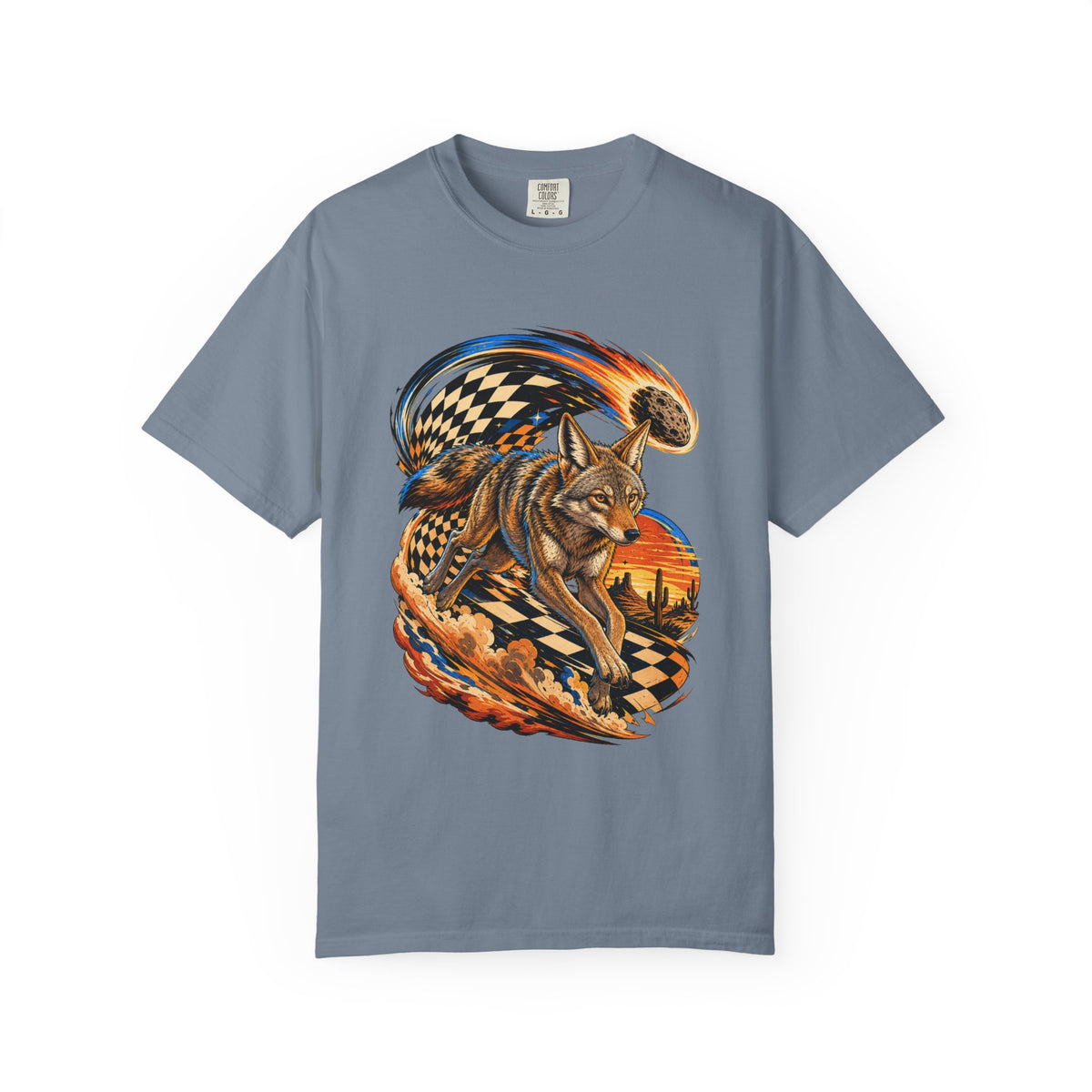 Checkerboard Meteor Coyote Runner Graphic Tee