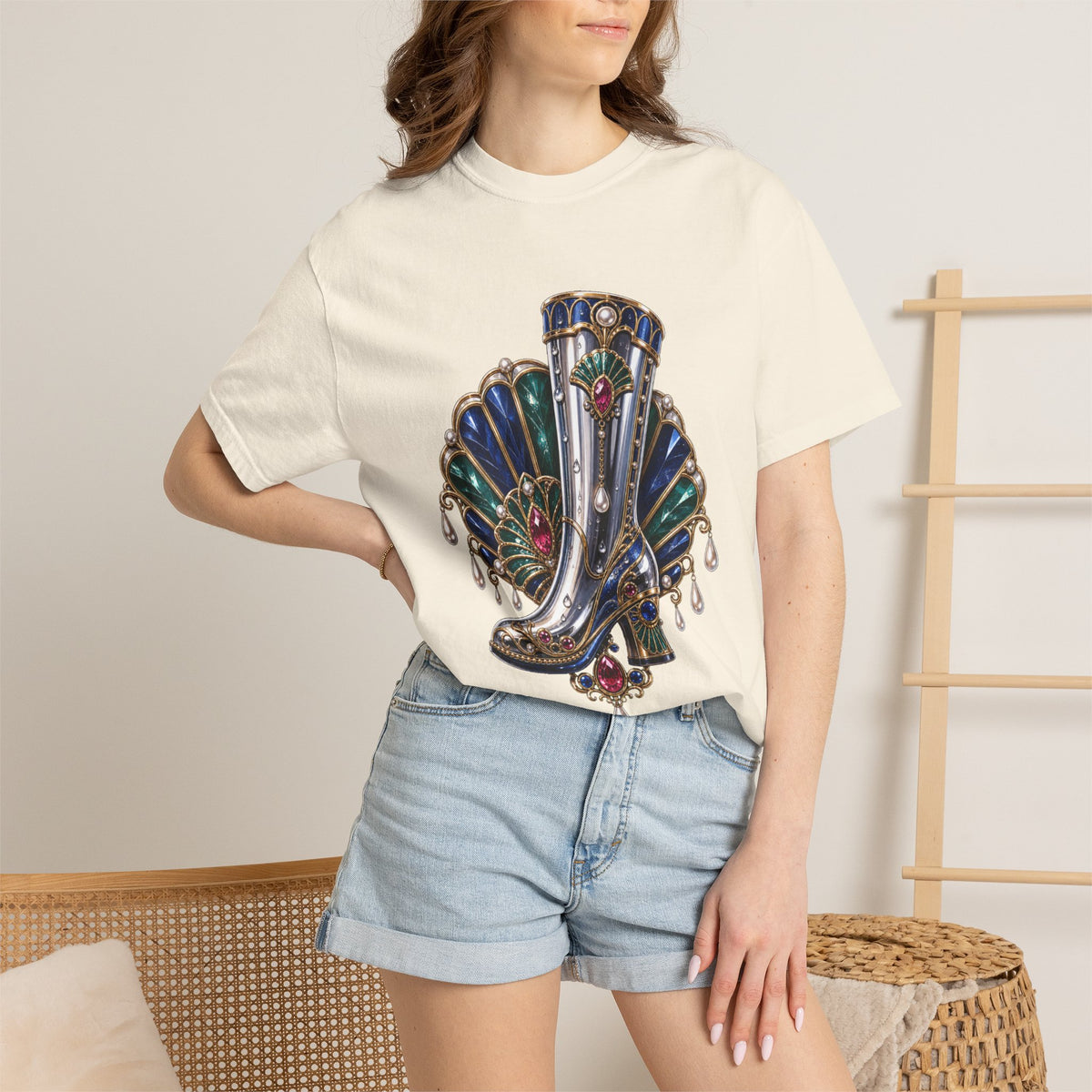 Neo Deco Rainboot Opera Brooch T-Shirt Graphic