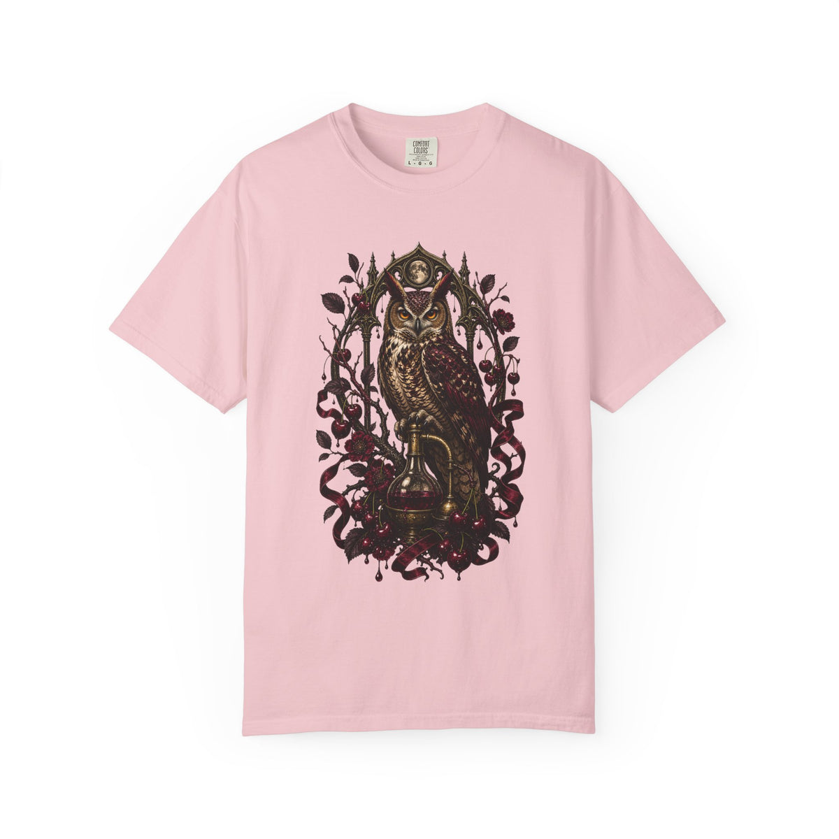 Gothic Cherry Owl Graphic Tee