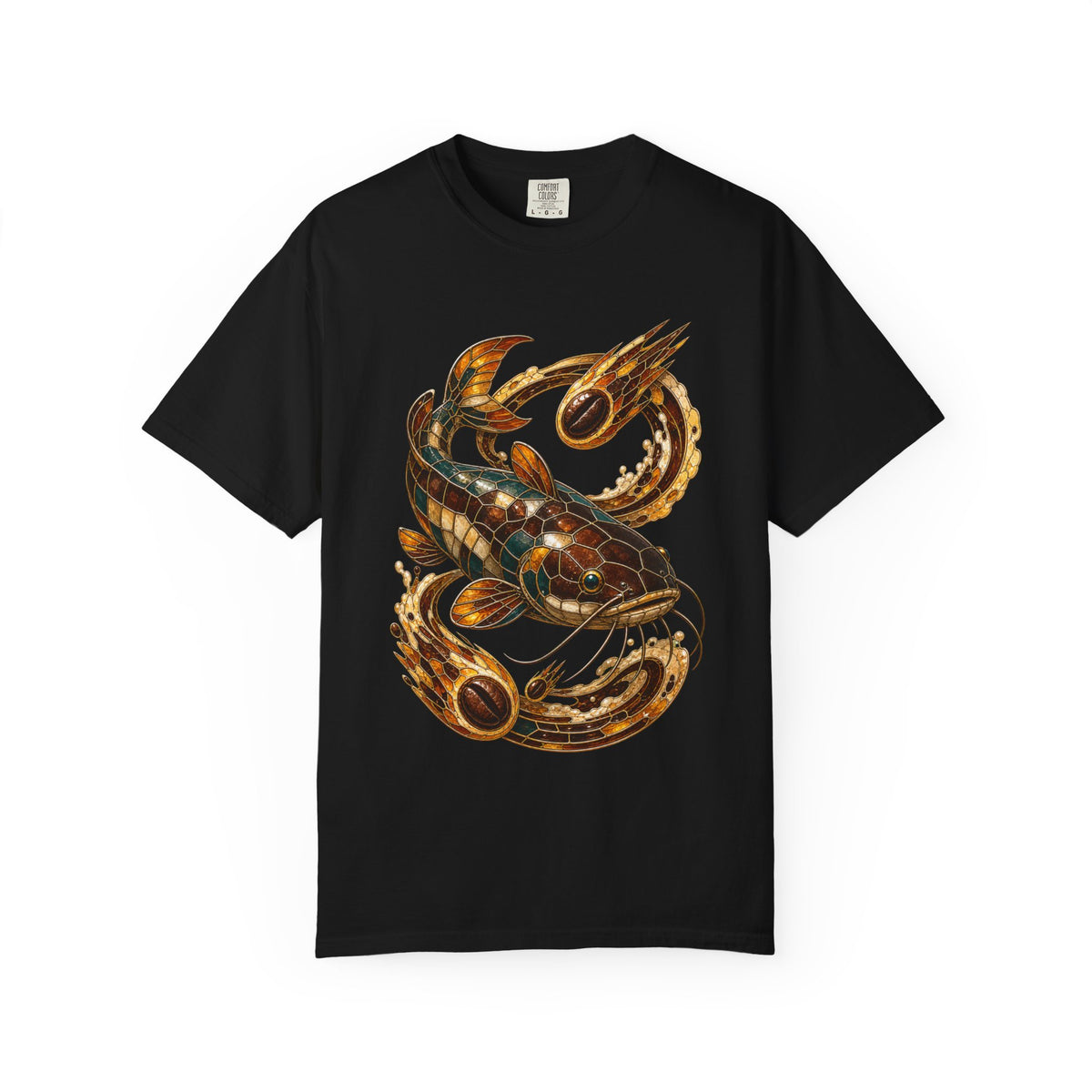 Stained Glass Espresso Meteor Catfish T-Shirt Graphic