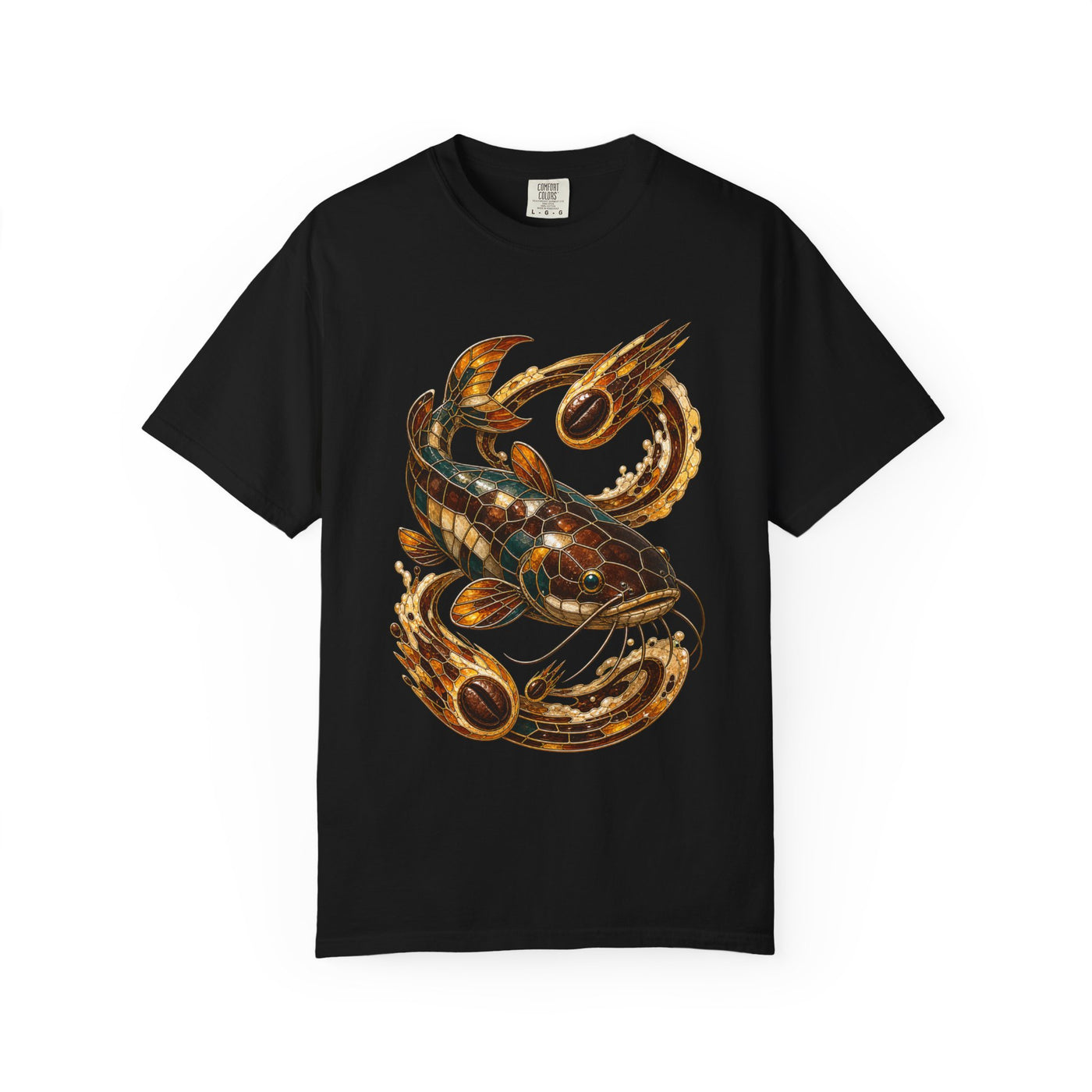 Stained Glass Espresso Meteor Catfish T-Shirt Graphic