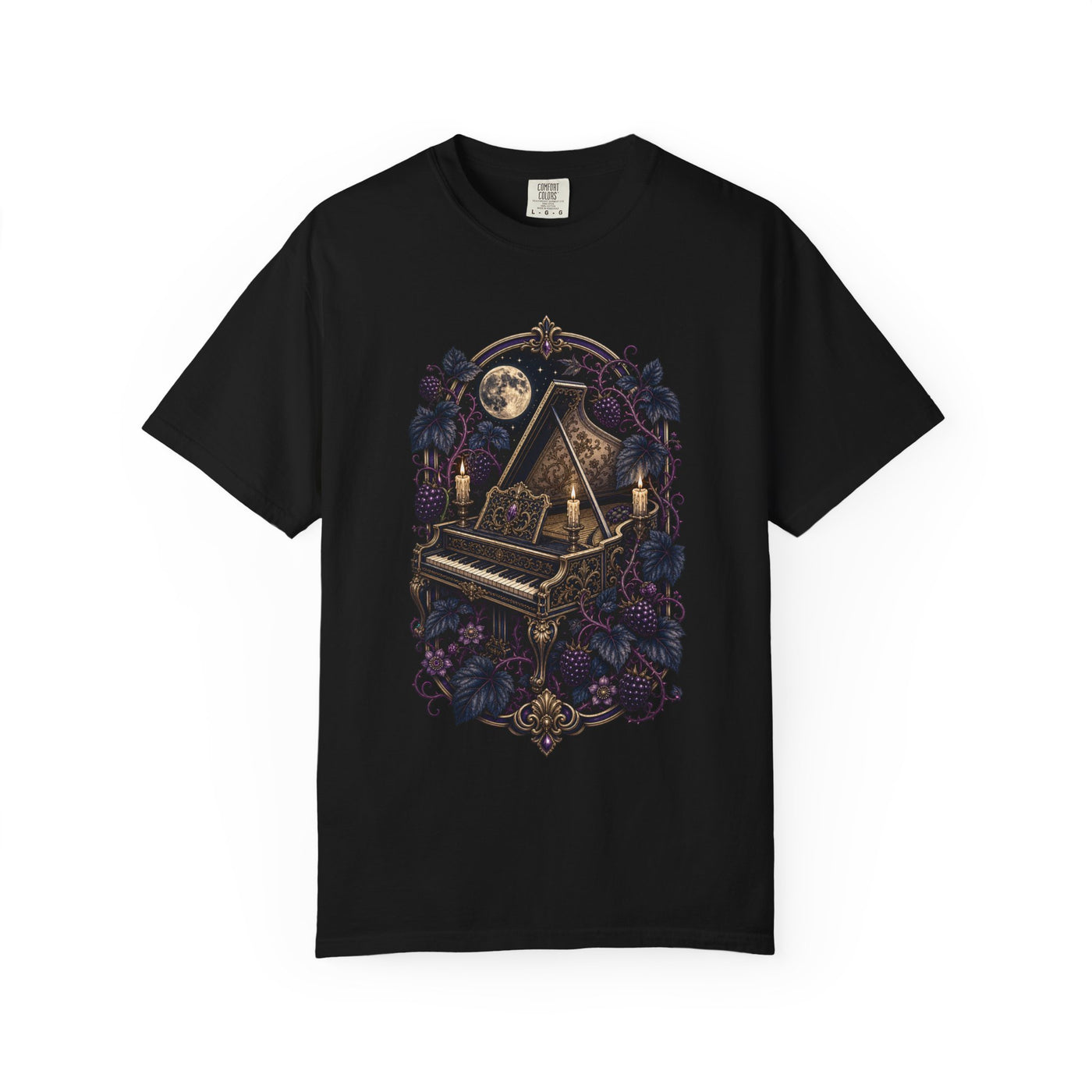 Dark Romantic Blackberry Harpsichord T-Shirt Graphic