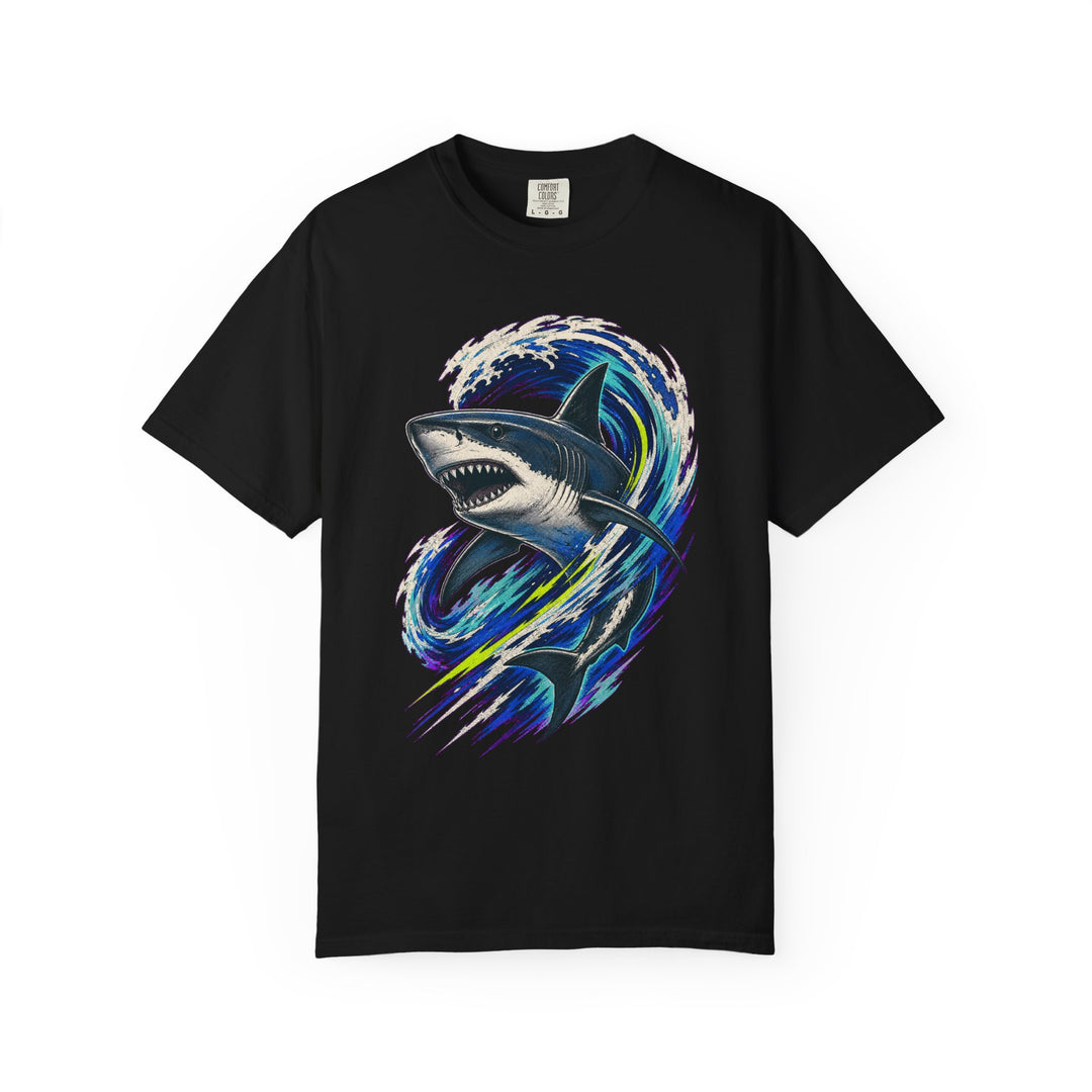 Neon Reef Shark Surf Graphic Tee