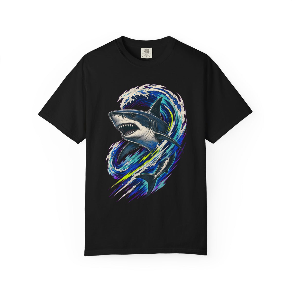 Neon Reef Shark Surf Graphic Tee
