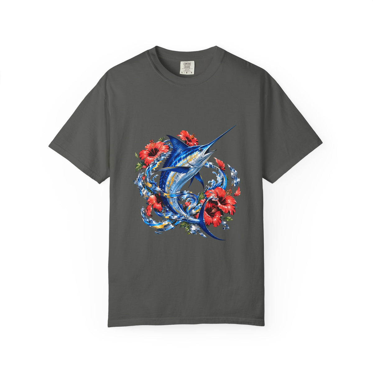 Hibiscus Glitch Swordfish Graphic Tee