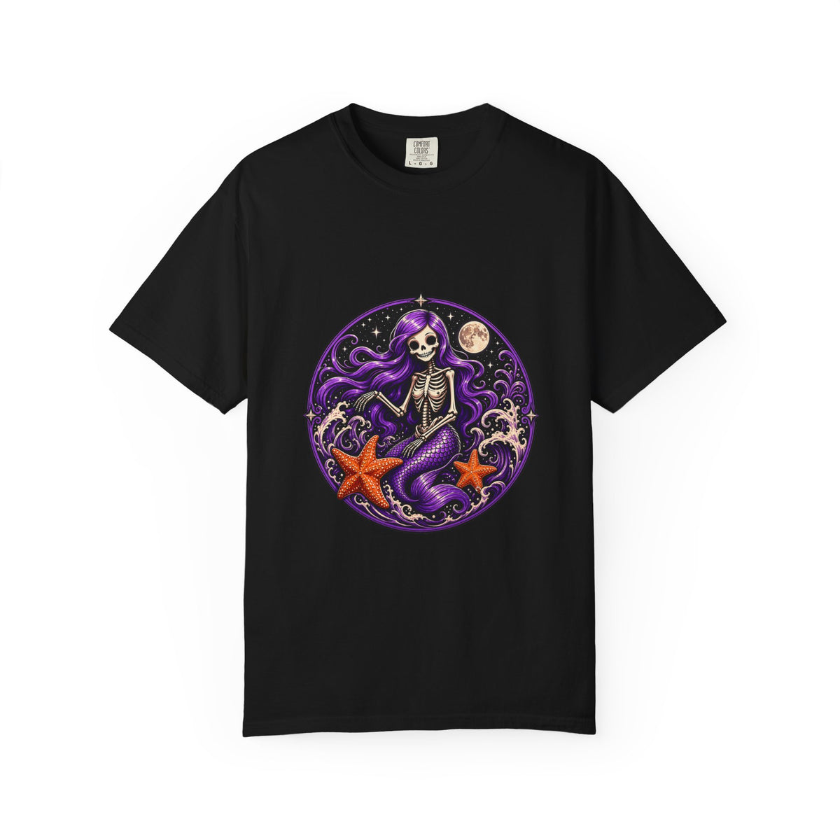 Skeleton Mermaid Moonlit Gothic T-Shirt Graphic