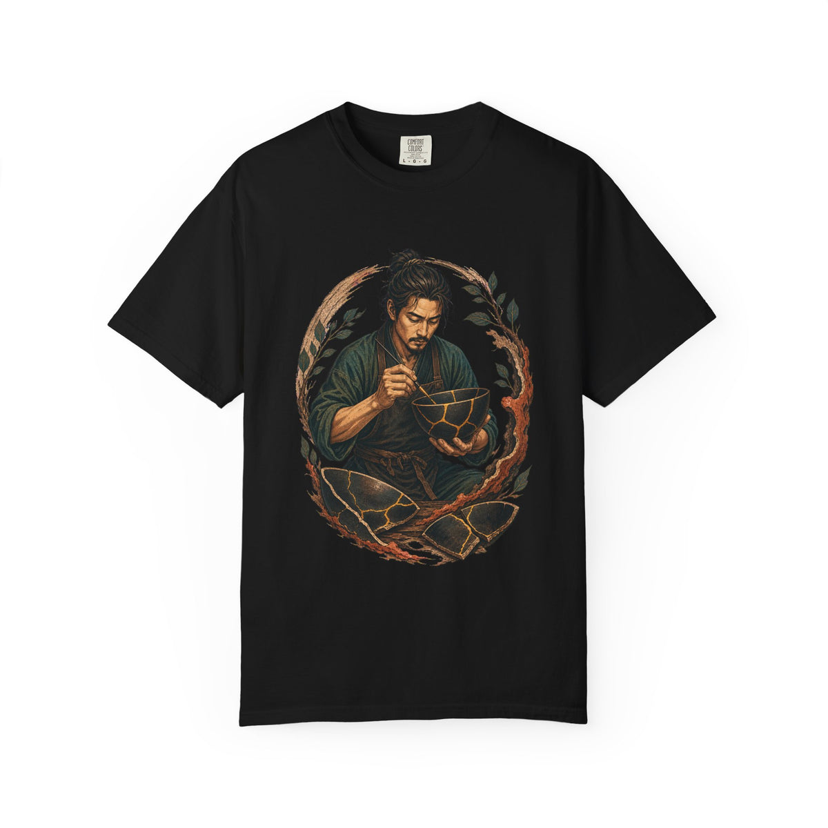Kintsugi Ceramic Restorer Woodcut Graphic Tee