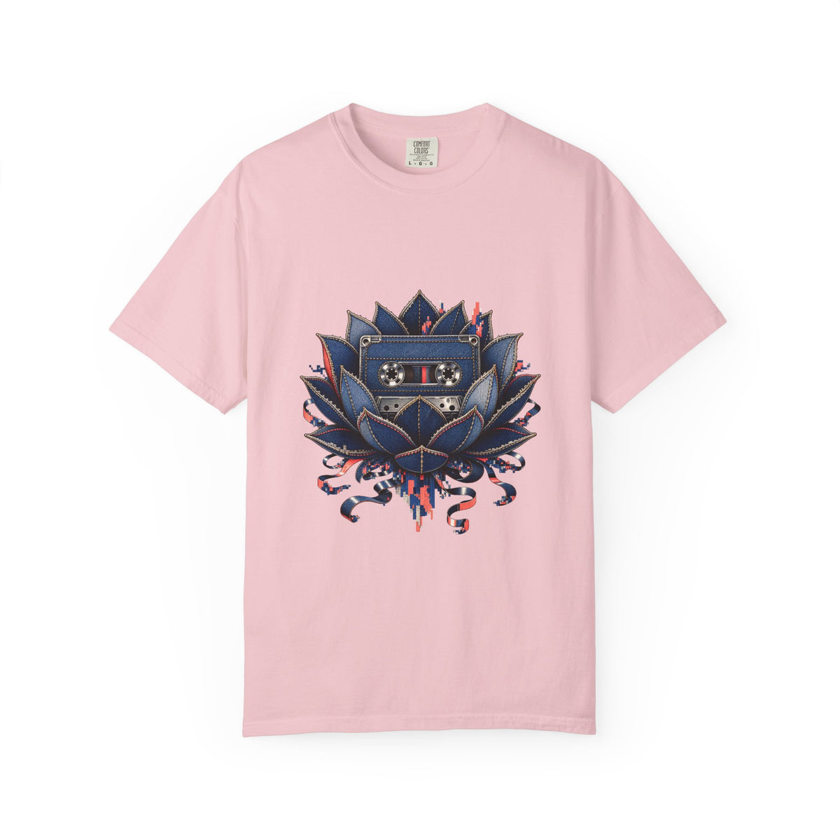 Glitch Denim Cassette Lotus Graphic Tee