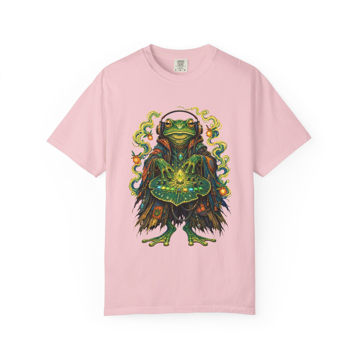 Neon Swamp Frog Synth Mage T-Shirt Graphic