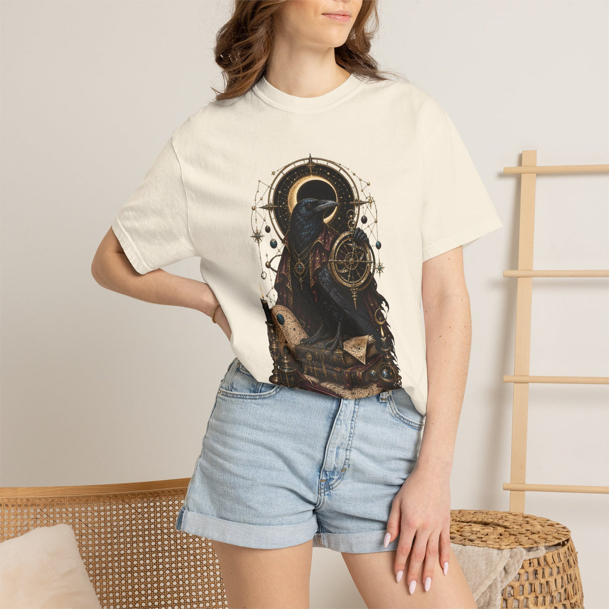 Dark Academia Raven Astronomer T-Shirt Graphic