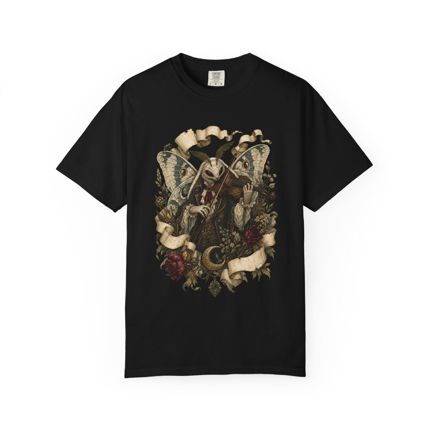 Poetcore Moth Violinist T-Shirt Graphic