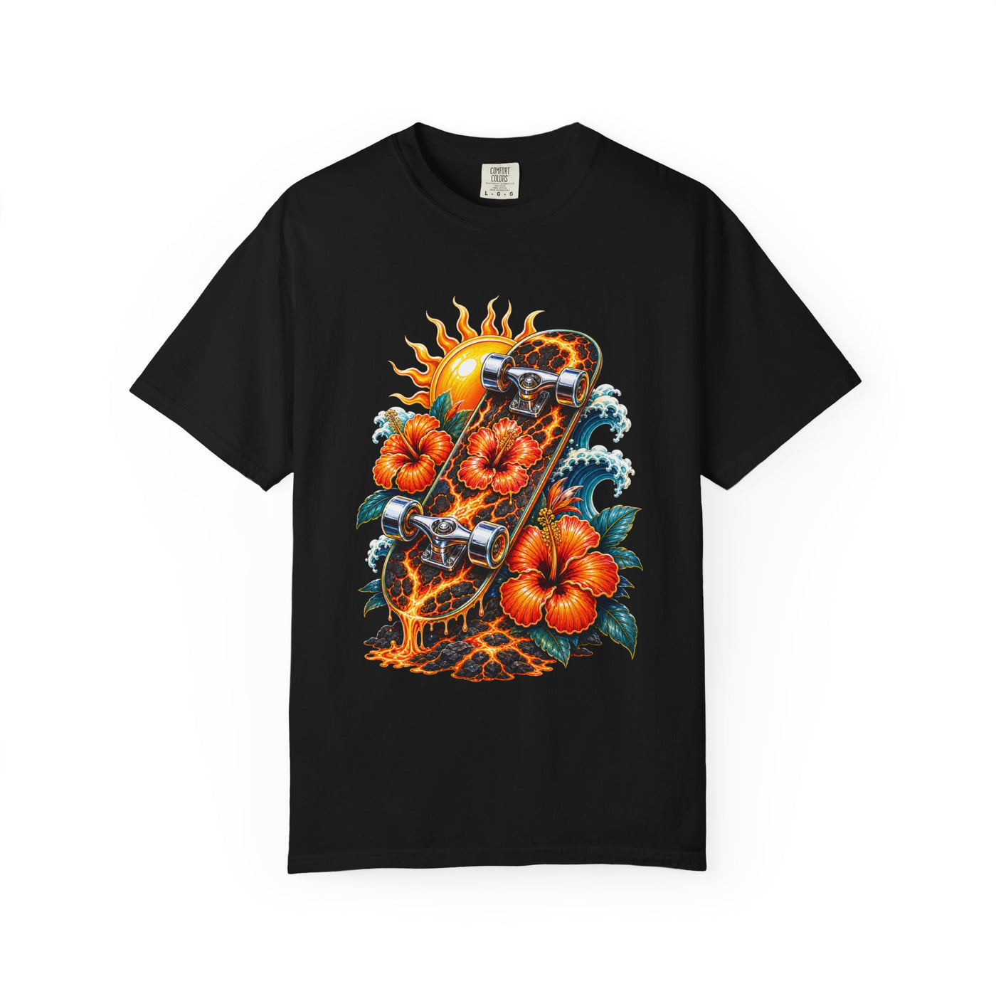 Y2K Hibiscus Lava Skateboard T-Shirt Graphic