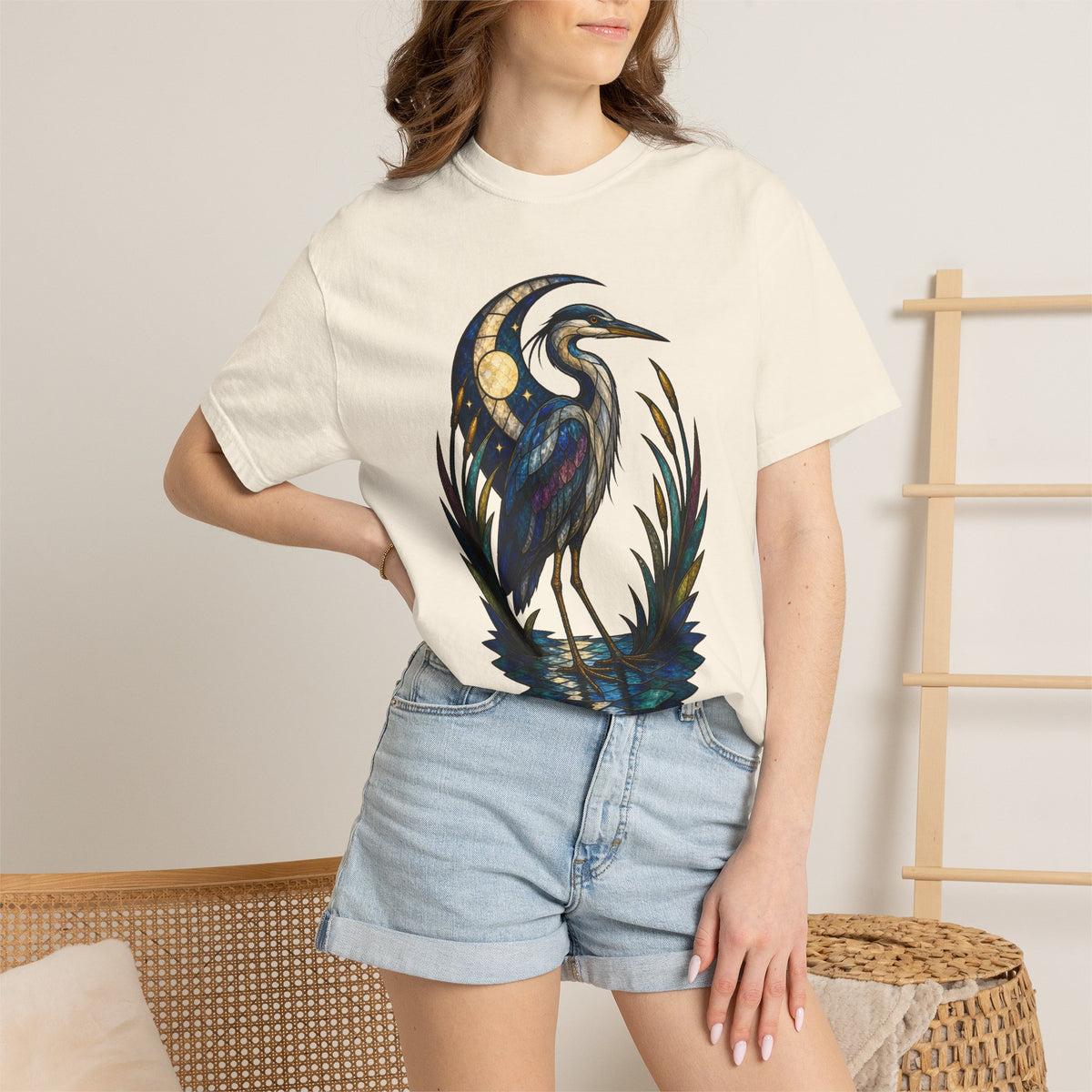 Stained Glass Night Heron Graphic Tee