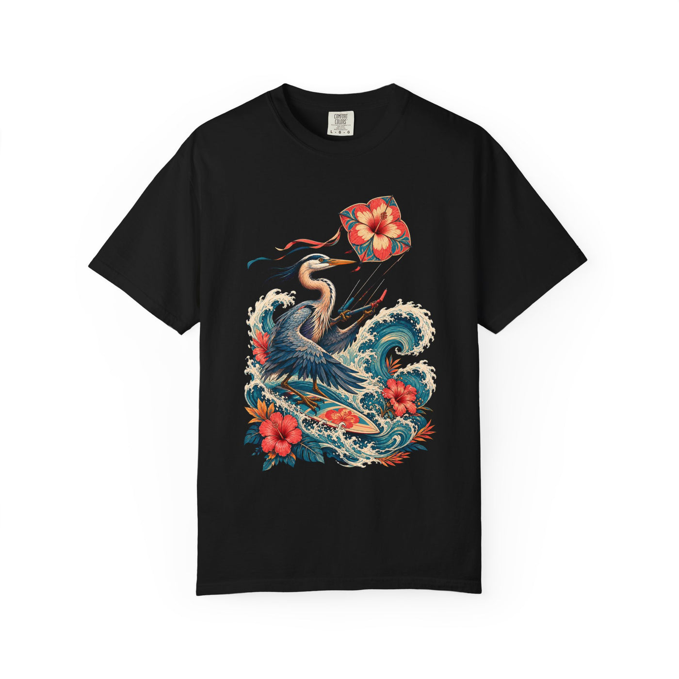 Hibiscus Surf Kite Heron T-Shirt Graphic