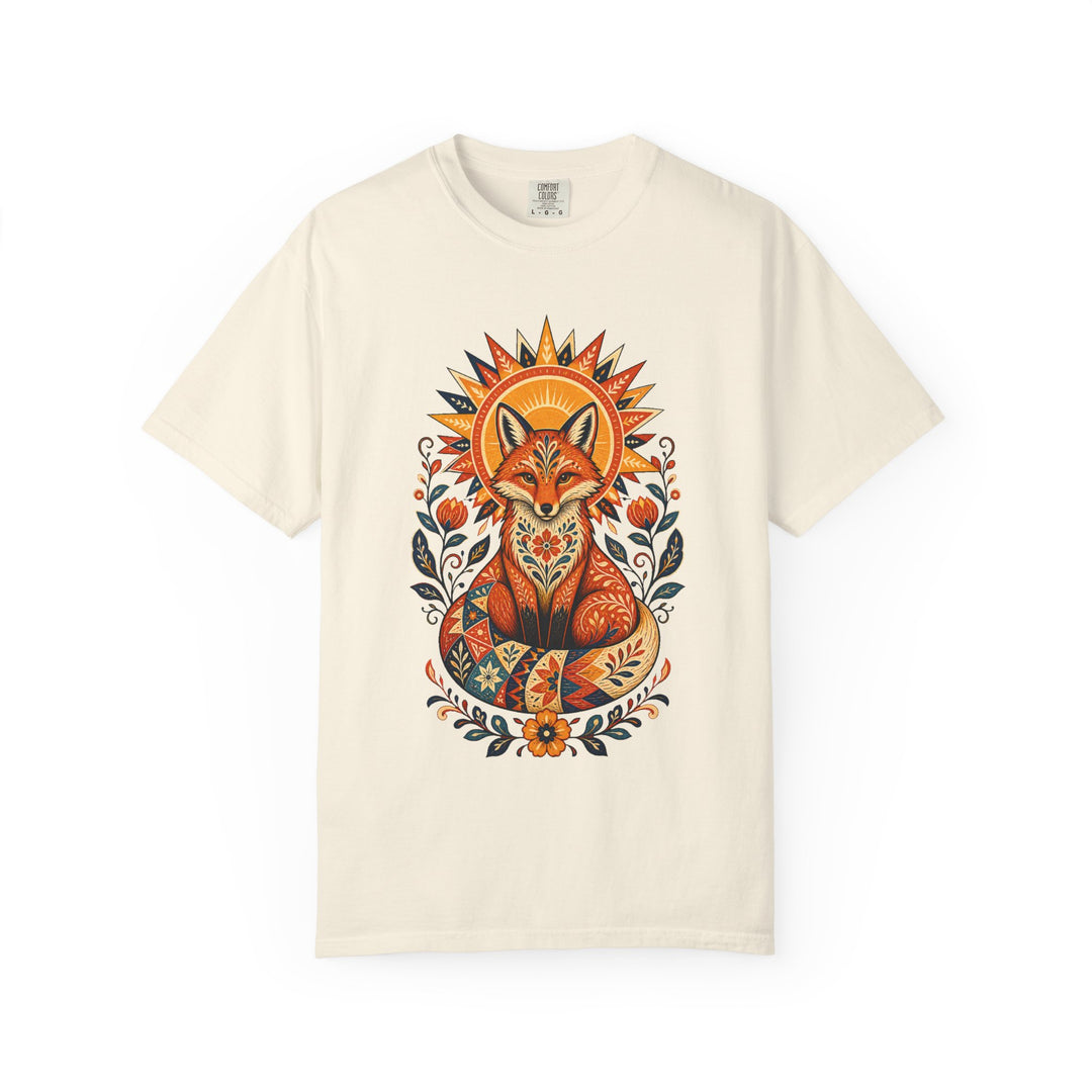 Solar Fox Folk Art Graphic T-Shirt