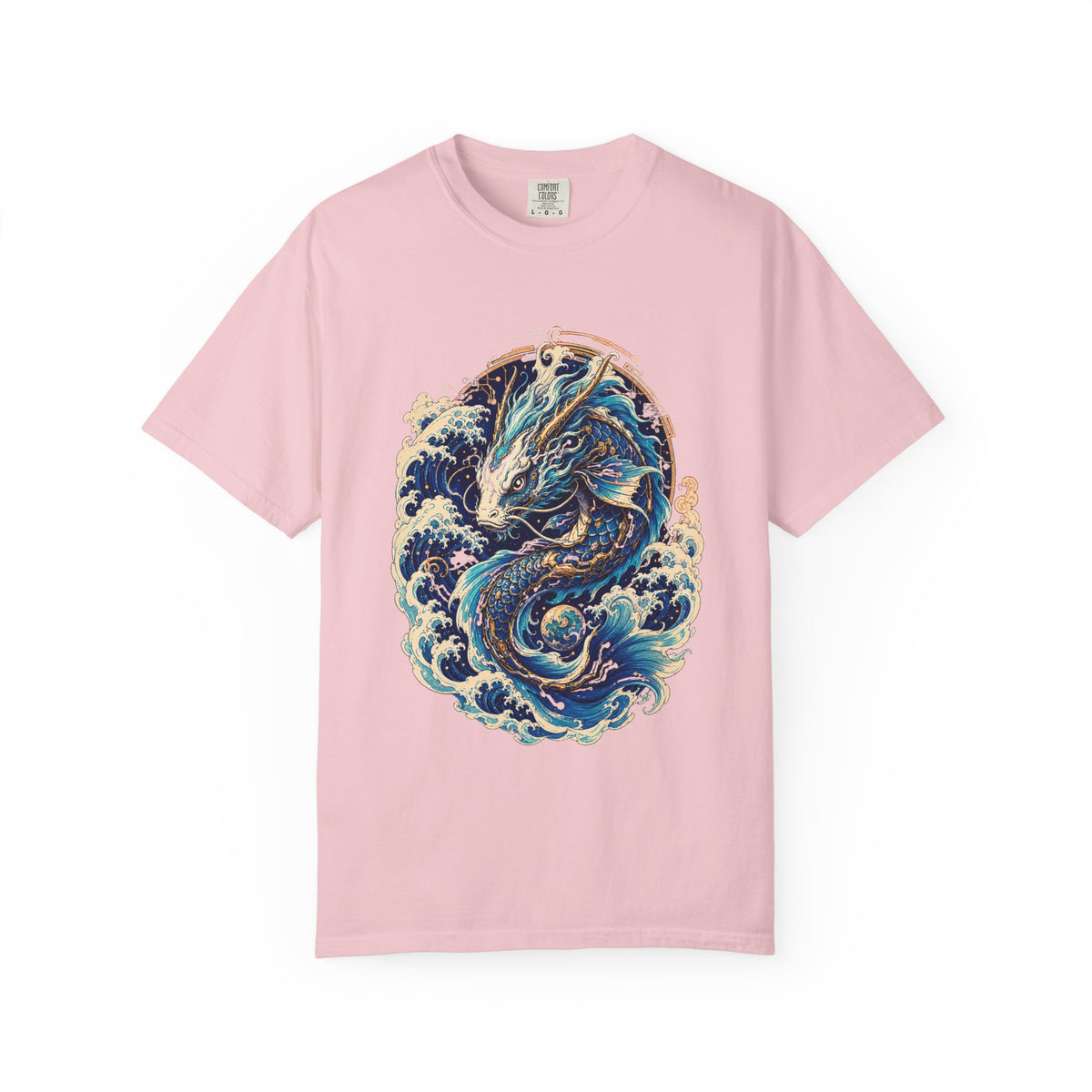 Cyber Koi Dragon Wave T-Shirt Graphic
